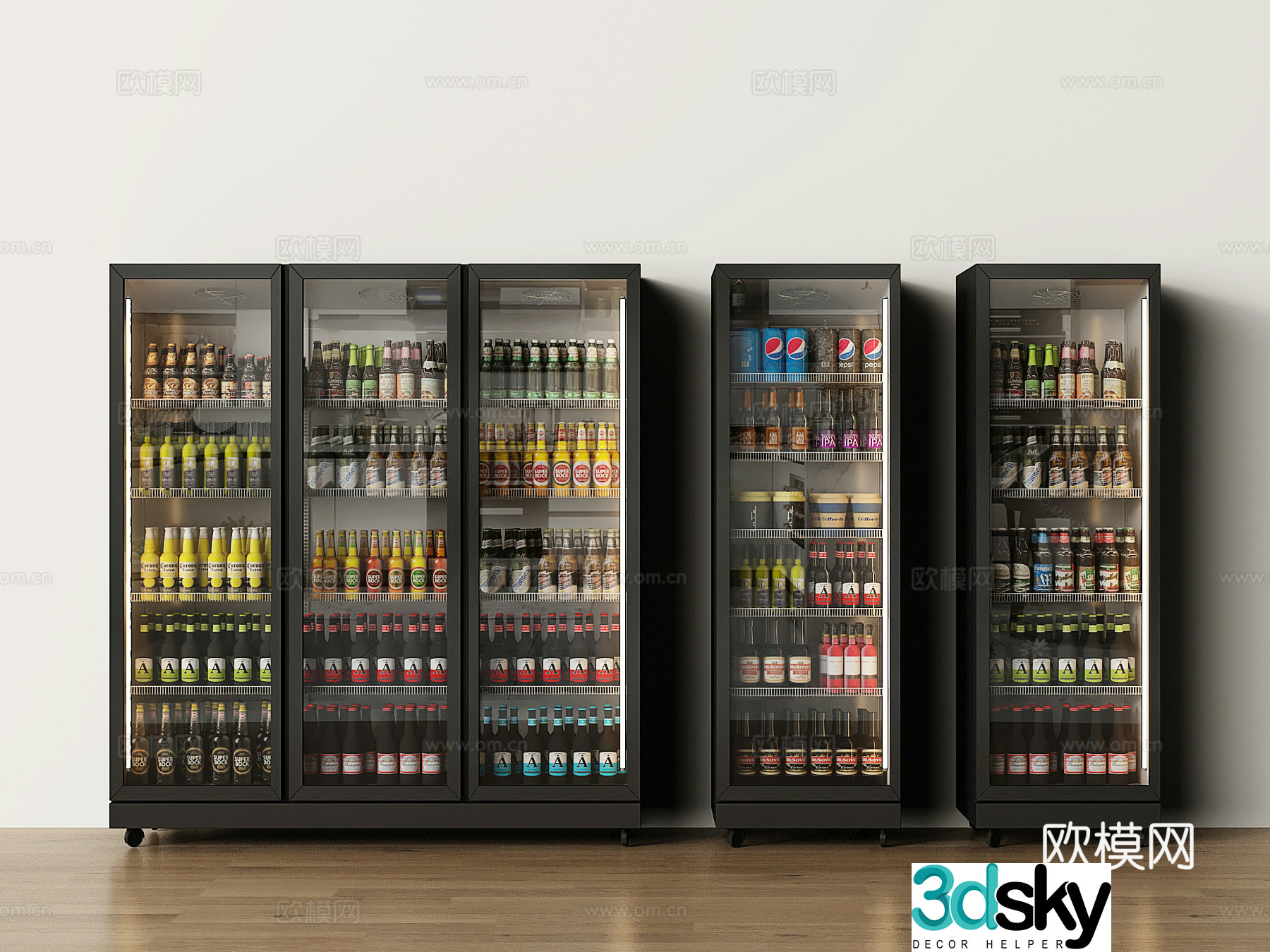 Modern freezer refrigerator 3d model