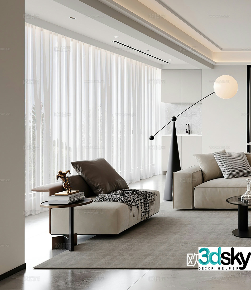 Modern casual sofa leisure chair single chair floor lamp single sofa double sofa 3D model