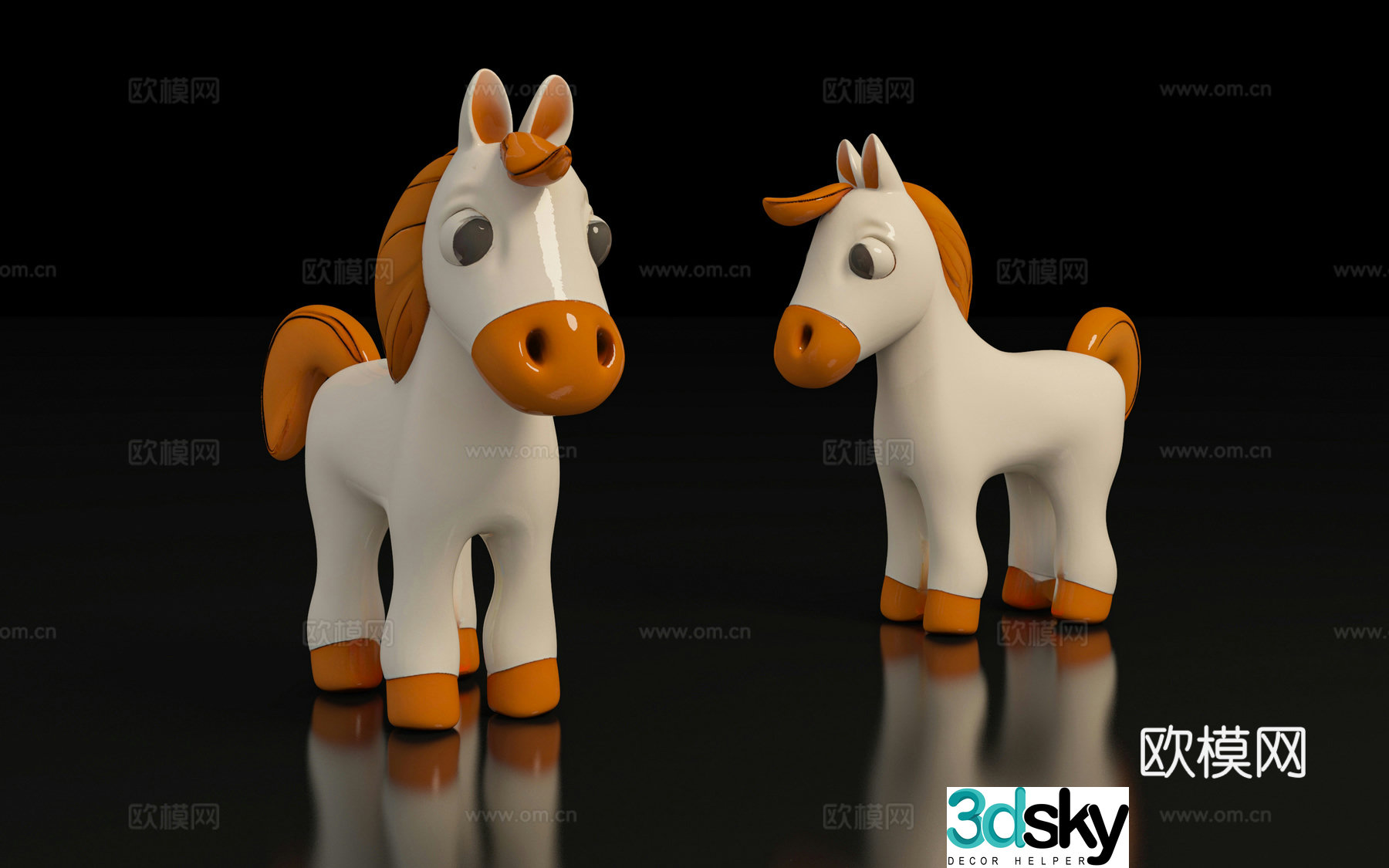 Horse cartoon horse toy sculpture fiberglass props scene atmosphere beautiful 3d model