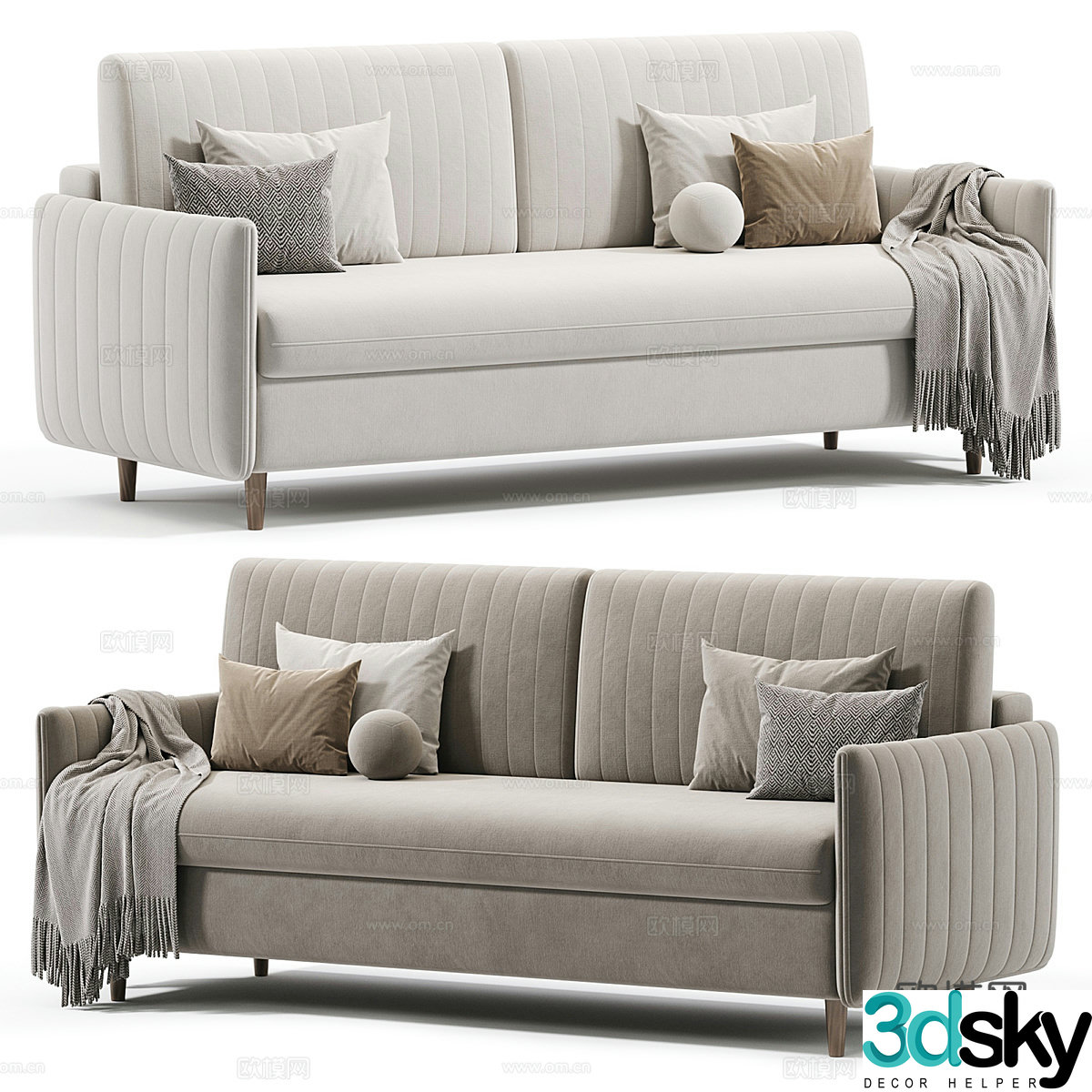 Modern Cream Swout Casual Sofa 3D Model