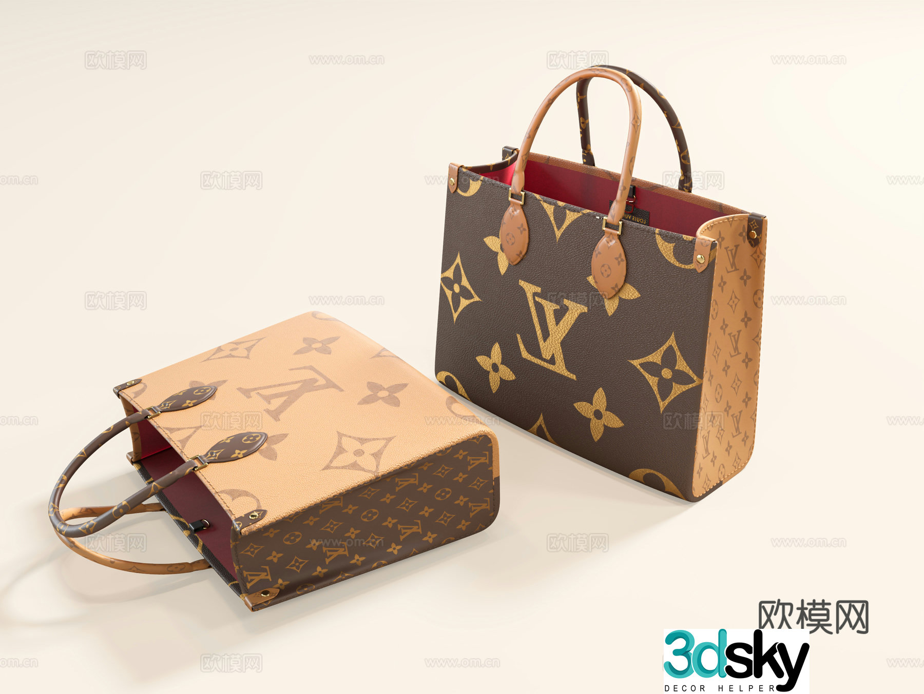 lV bag Louis Vuitton women’s bag lv brown women’s bag bag light luxury women’s bag Tote old 3D model