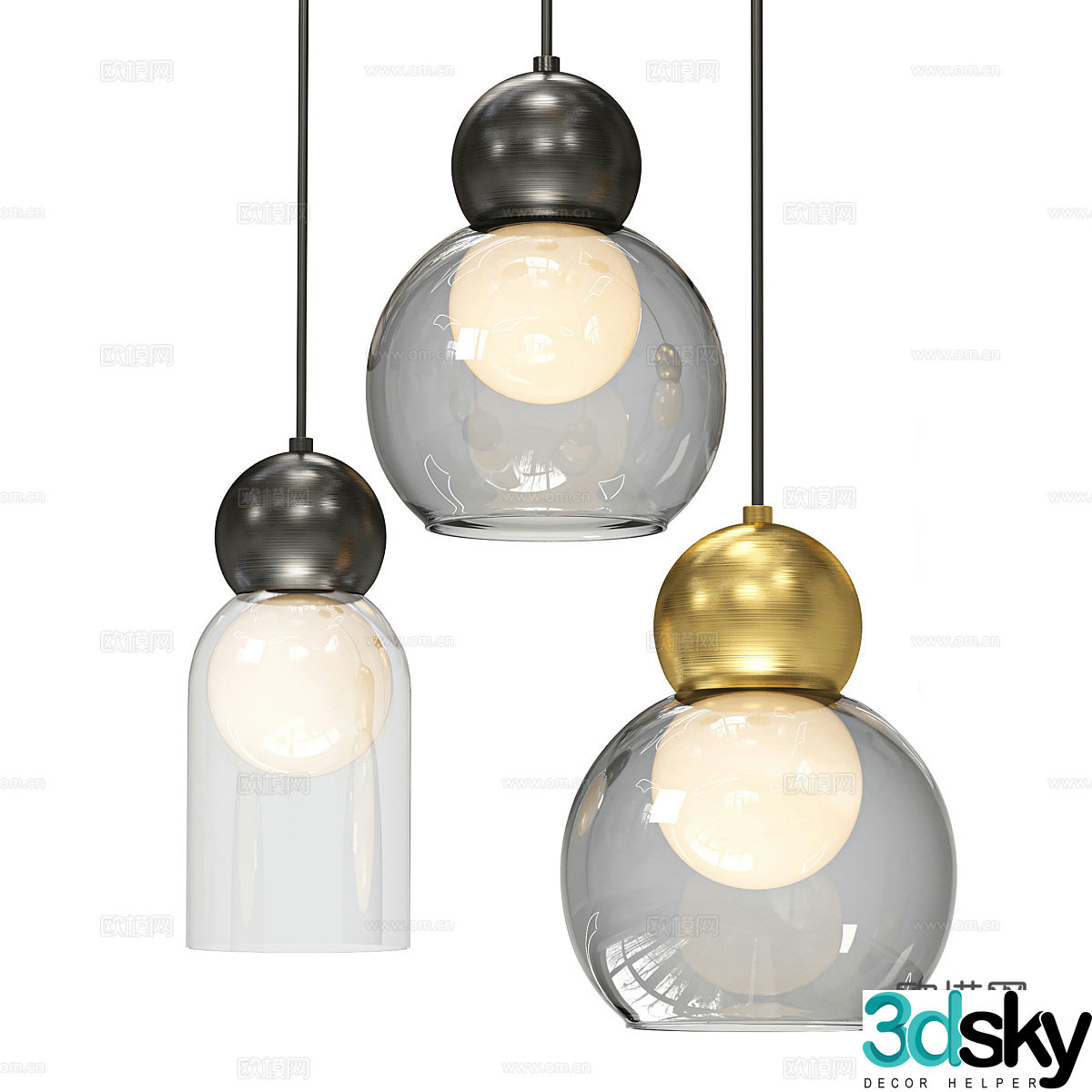 Modern light luxury decorative chandeliers 3D model