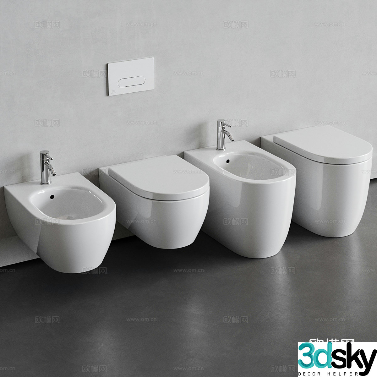 Modern toilet bidet 3d model