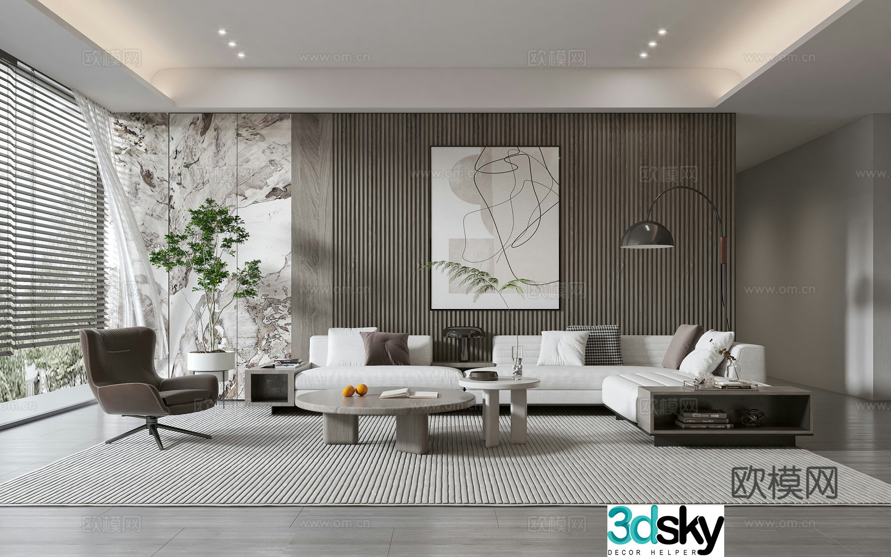 Modern living room Modern sofa coffee table combination Modern background wall 3d model