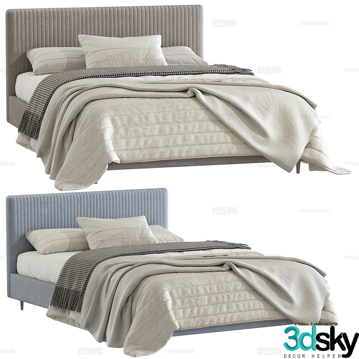 Modern Rabbit fabric double bed 3d model