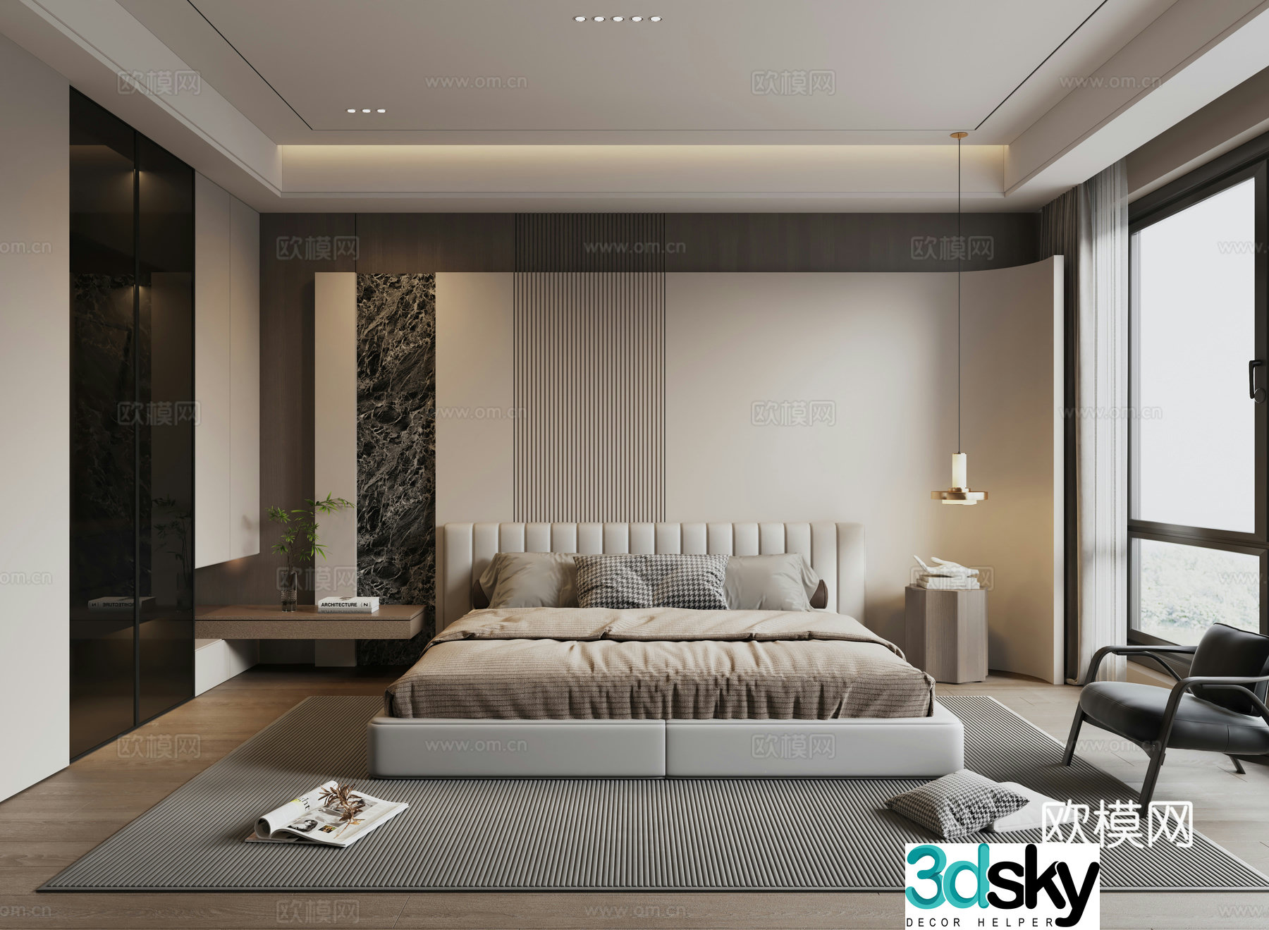 Modern Italian style bedroom 3d model
