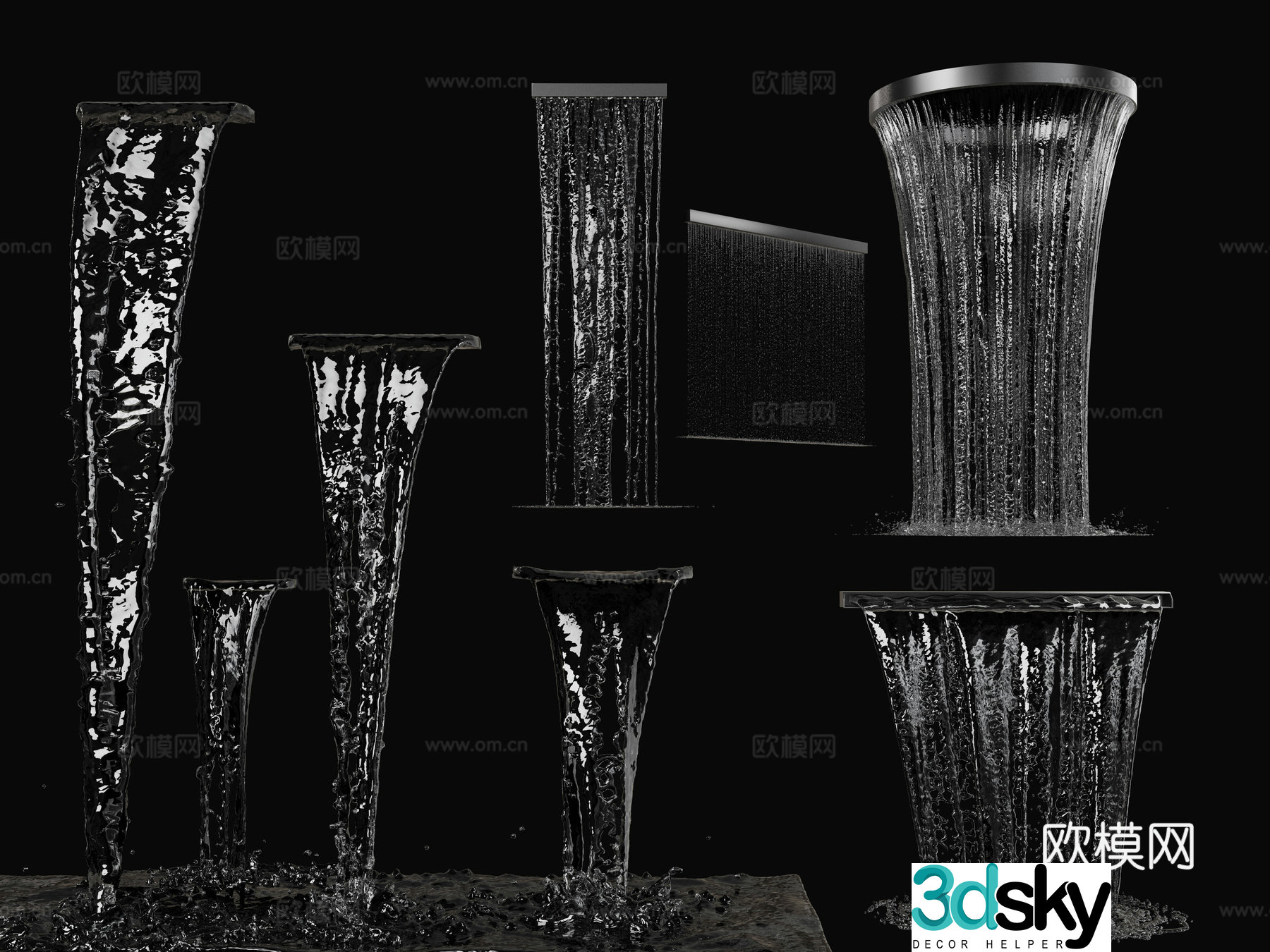 Modern Fountain Running Water Water Curtain Waterfall 3D Model