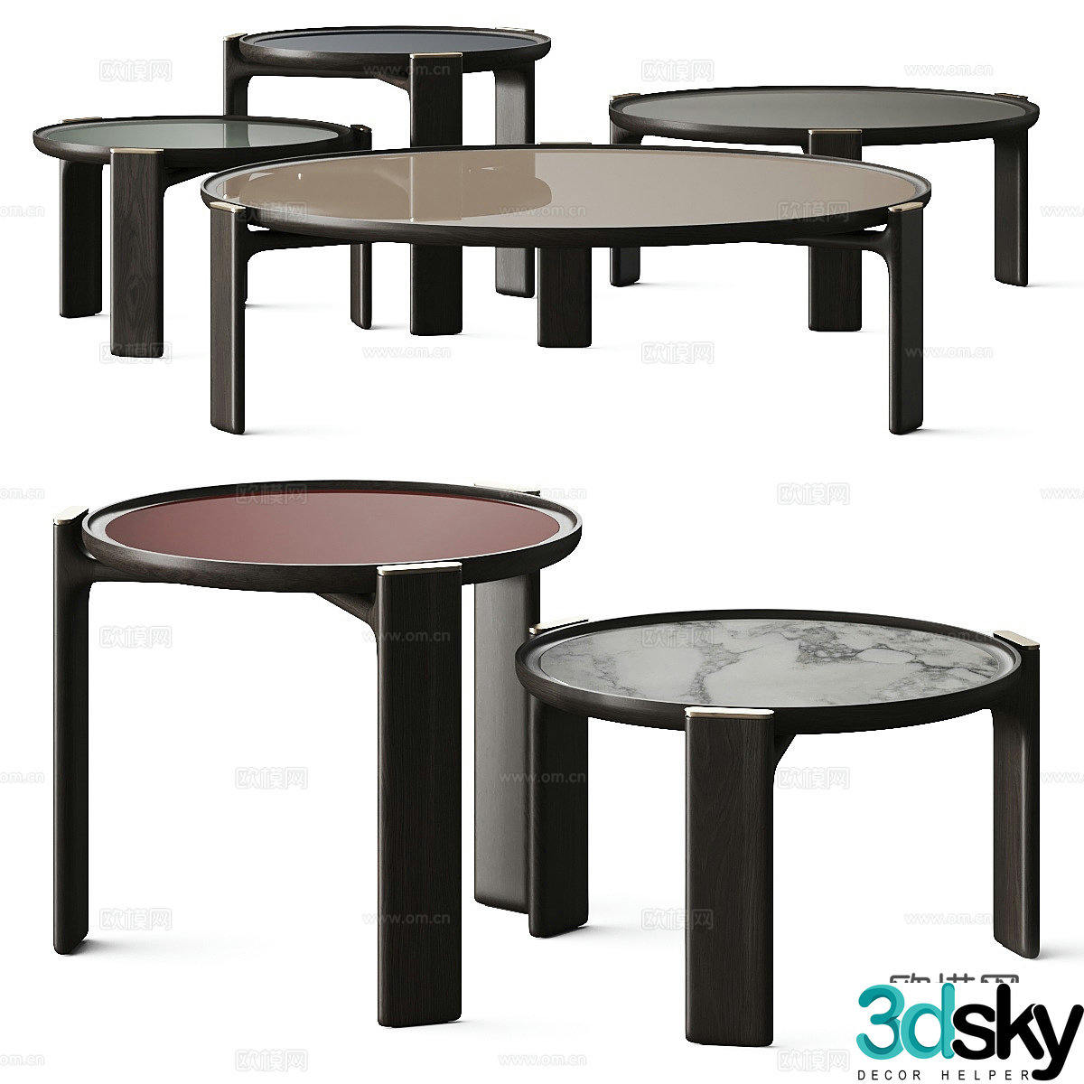 Modern Italian light luxury Poltrona Frau Duo coffee table 3D model