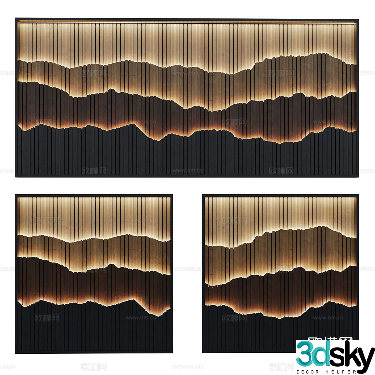 New Chinese style distant mountain decorative light 3D model