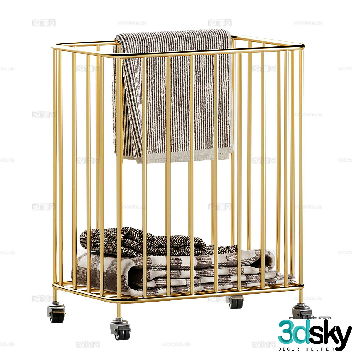 Modern light luxury stainless steel laundry basket storage basket 3D model