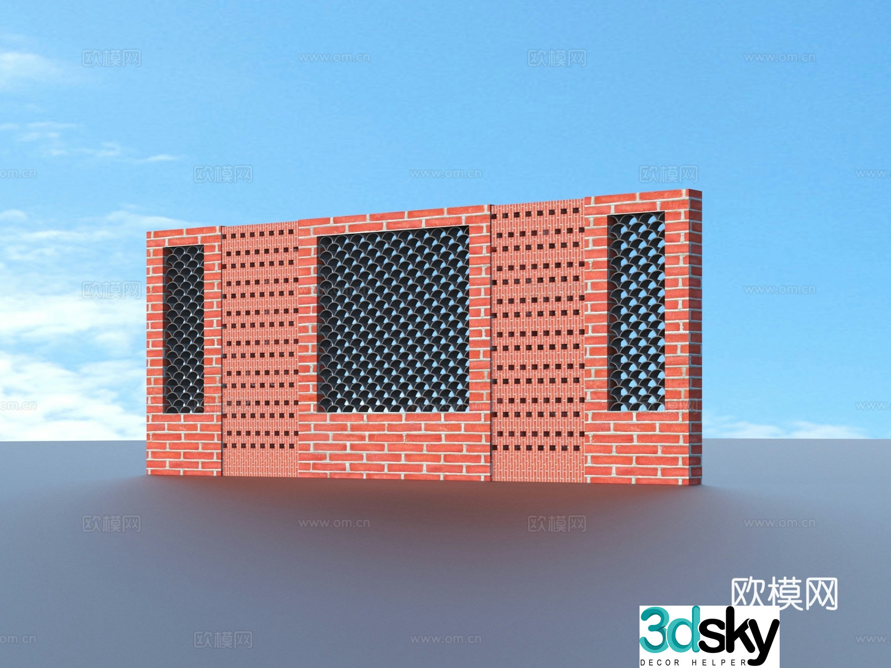 Brick wall Red brick wall Three-dimensional brick wall 3d model