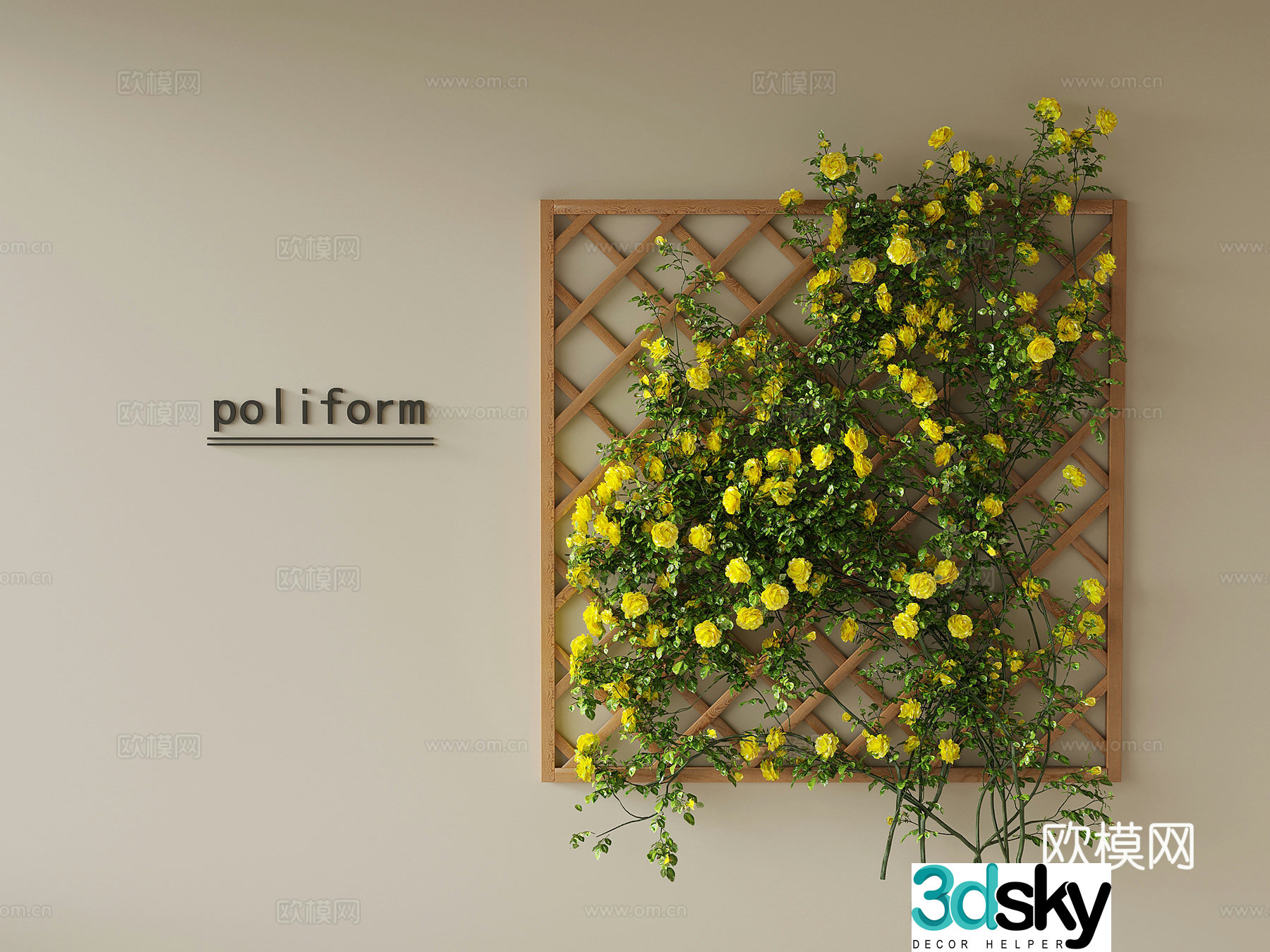 Modern plant wall flower stand flower art 3d model
