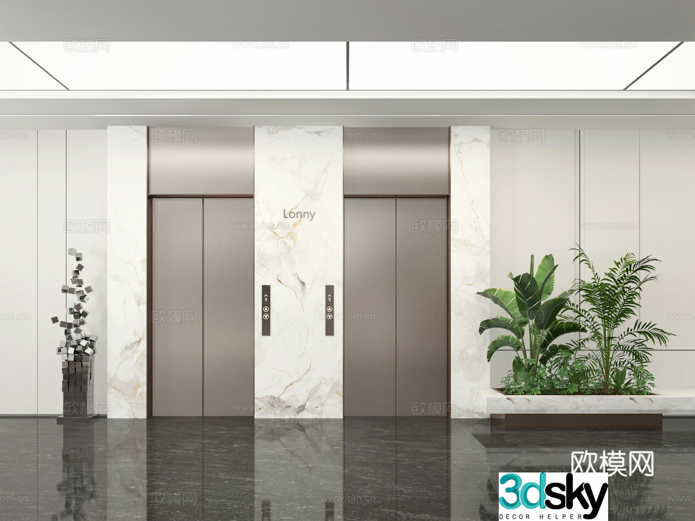 Elevator hall 3d model