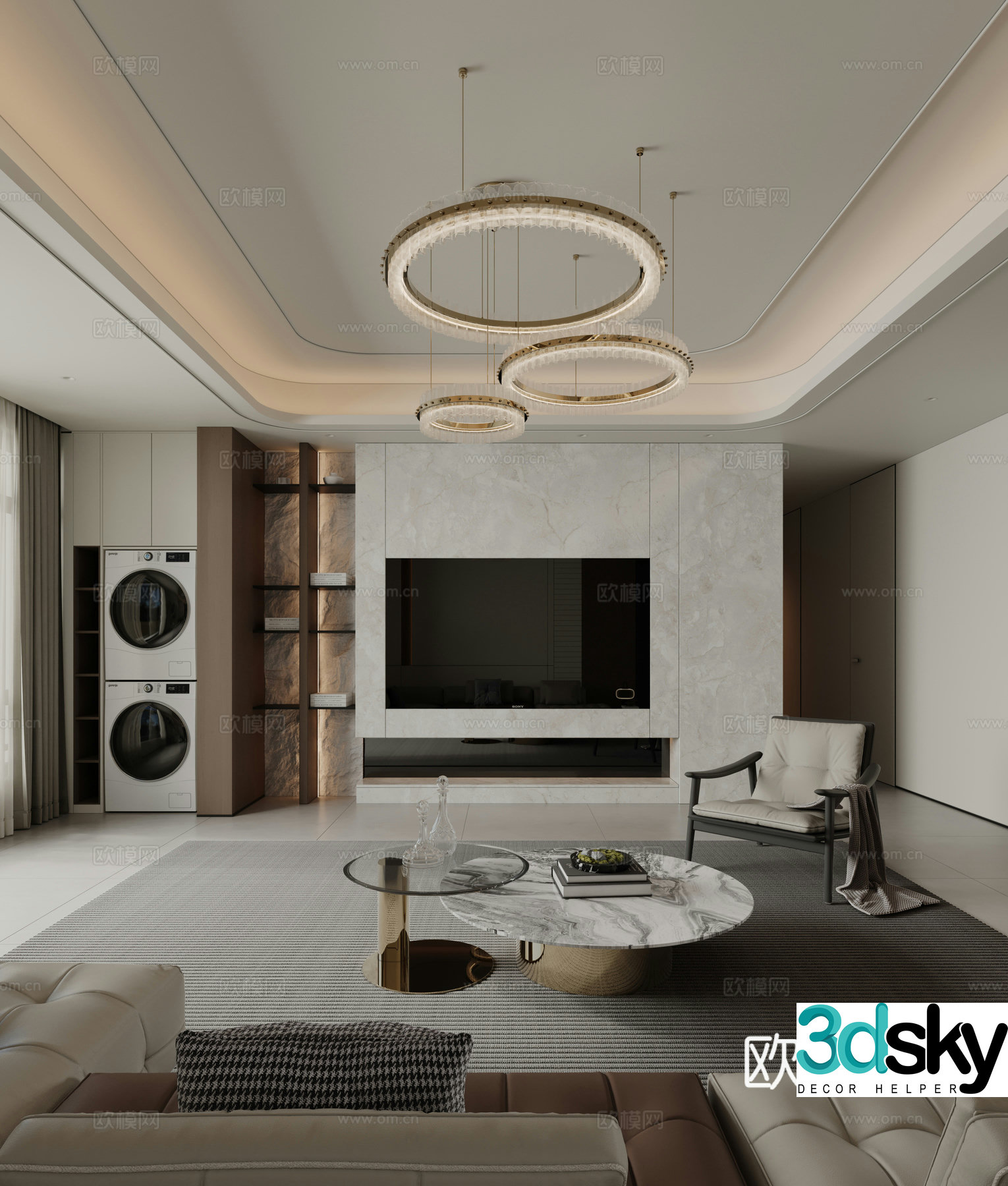 Modern TV background wall 3d model