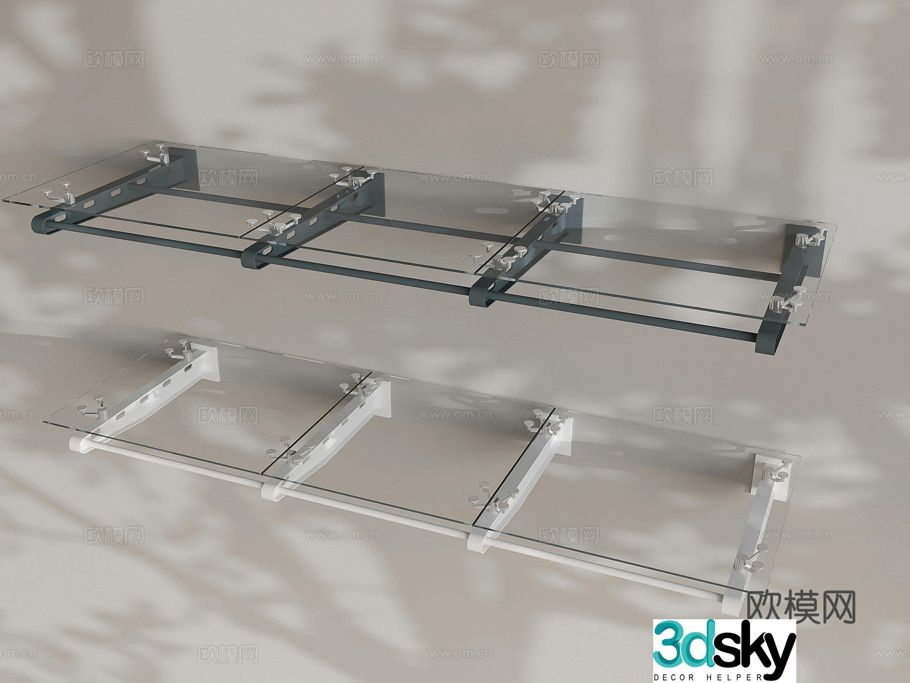 Glass awning outdoor steel structure rain 3D model