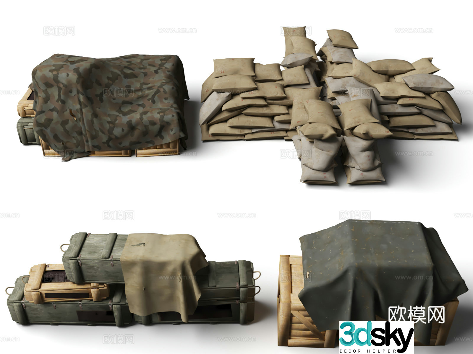 Military Equipment Item Facilities Equipment Tool Collection World War II Construction War 3D Model