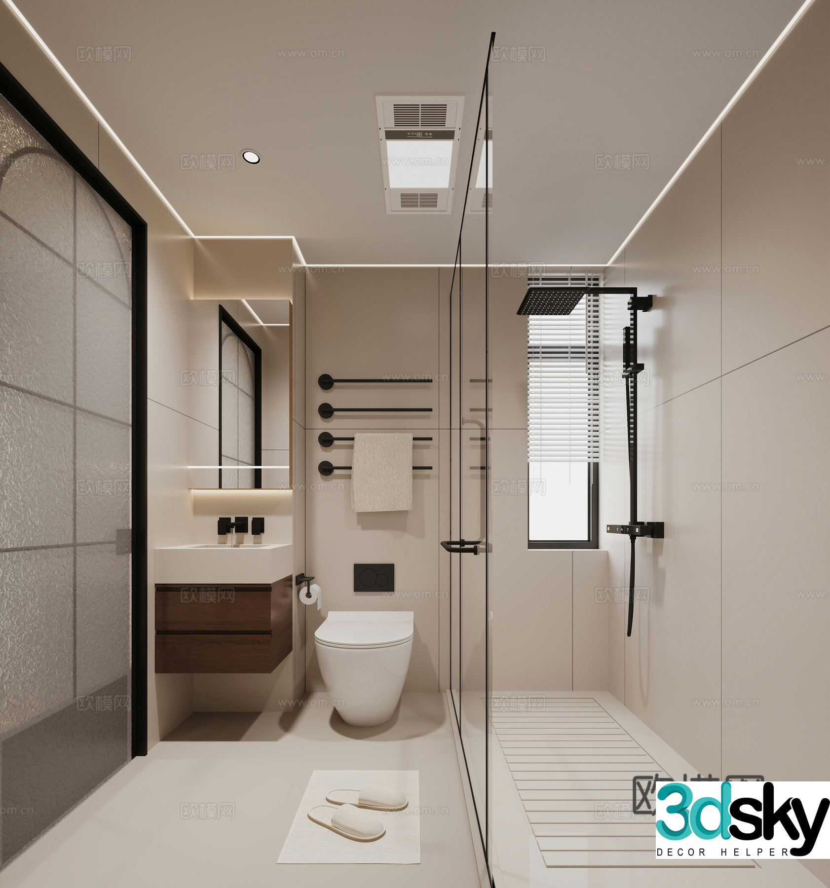 Cream bathroom 3d model