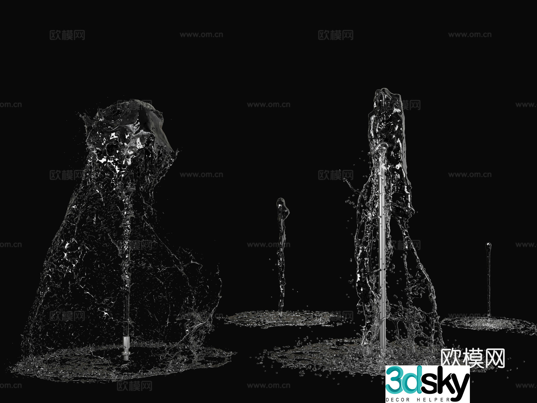 Modern Fountain Running Water Water Curtain Waterfall 3D Model