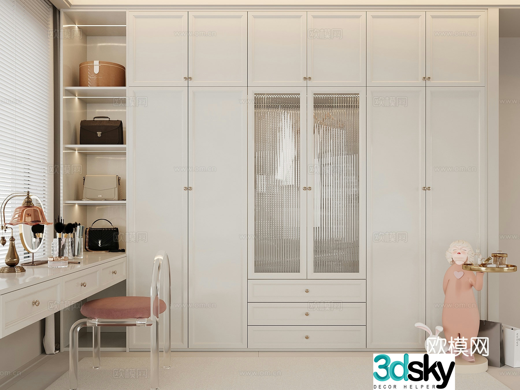 Wardrobe dressing table 3d model