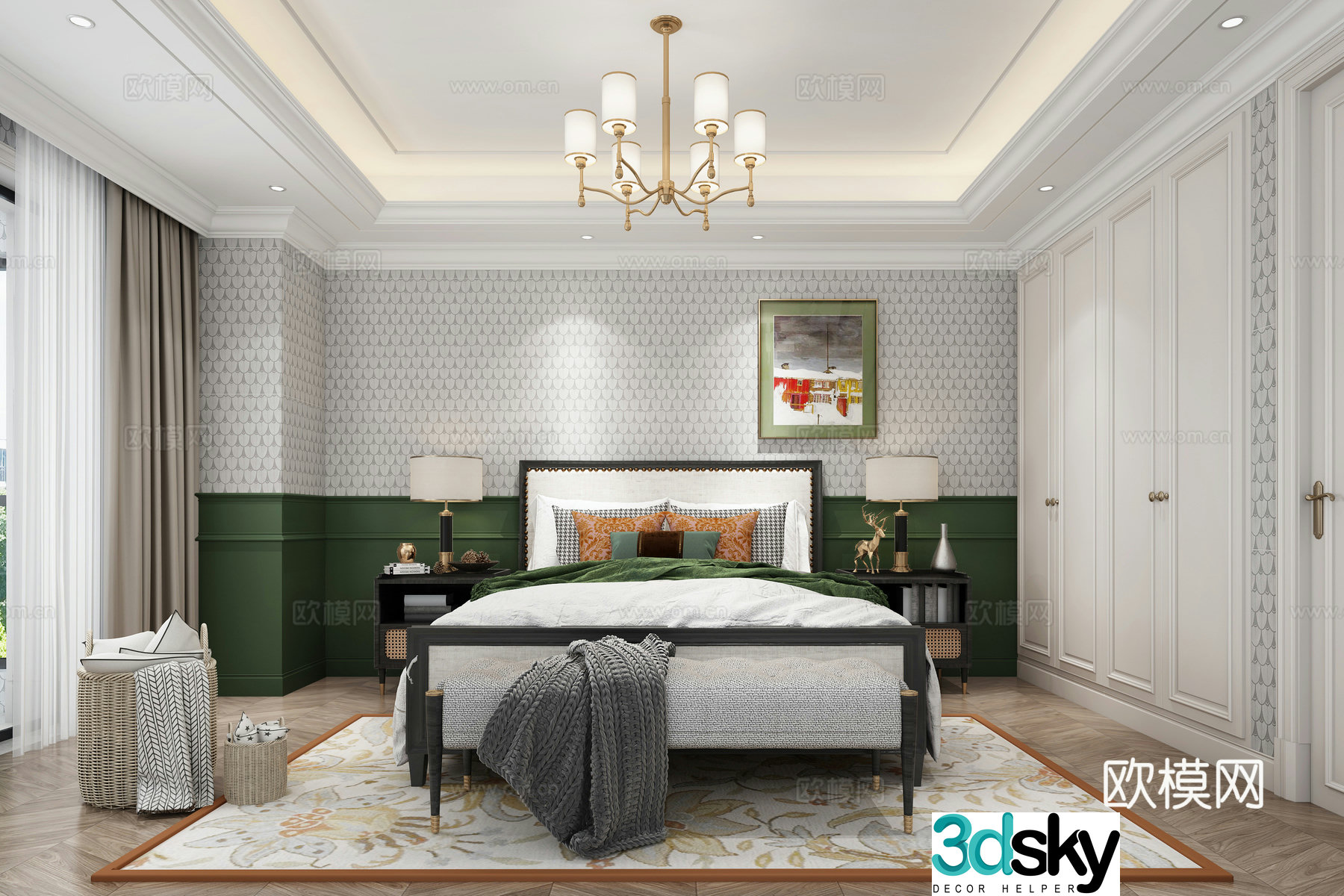 American medieval bedroom 3D model