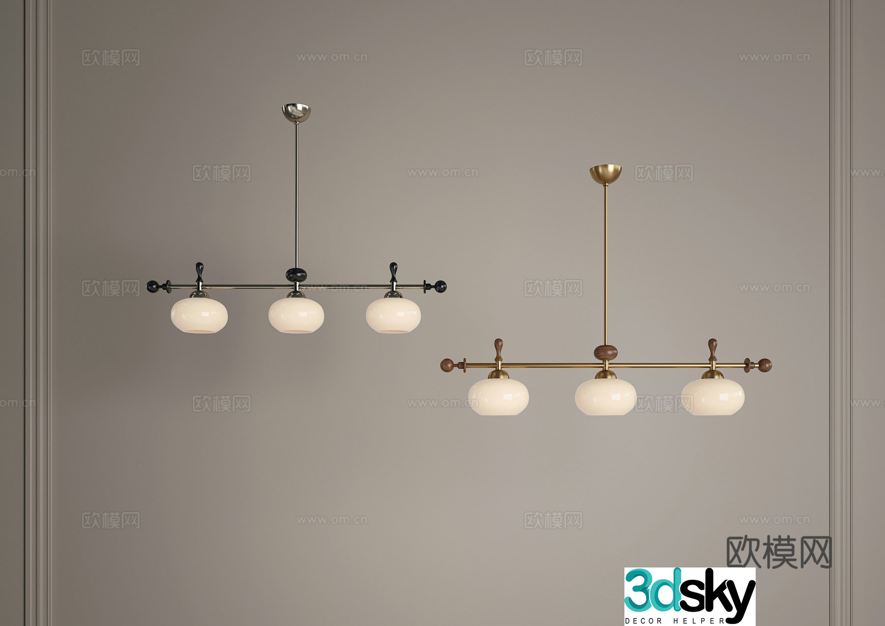 Restaurant Chandeliers Long Strip Chandeliers Middle Chandeliers One-line Chandeliers French Chandeliers Retro Chandeliers 3D Model
