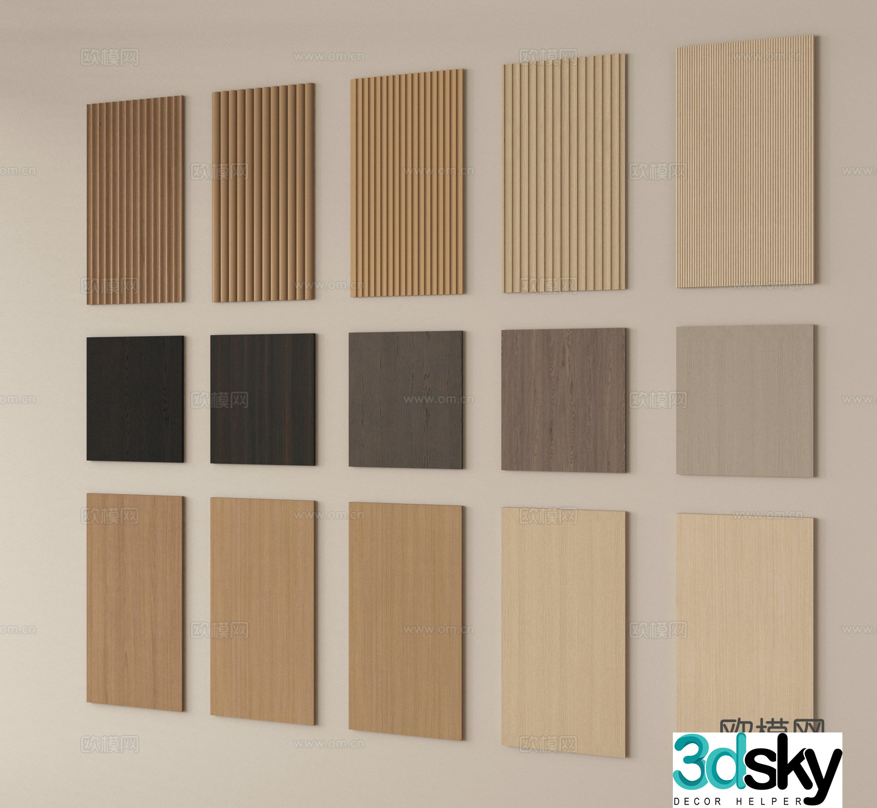 Wall panel Great Wall panel Wavy panel Decorative panel Grating panel 3D model