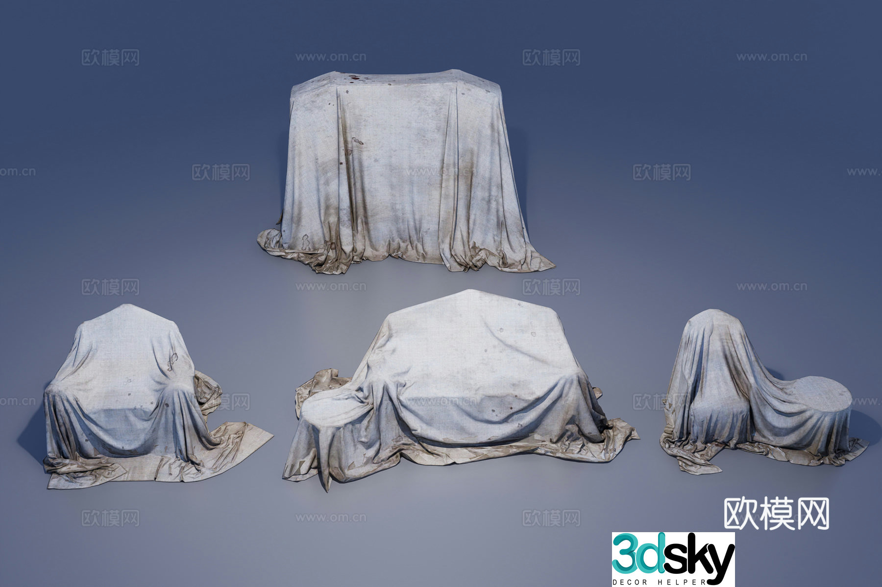 Wrapped furniture 3d model