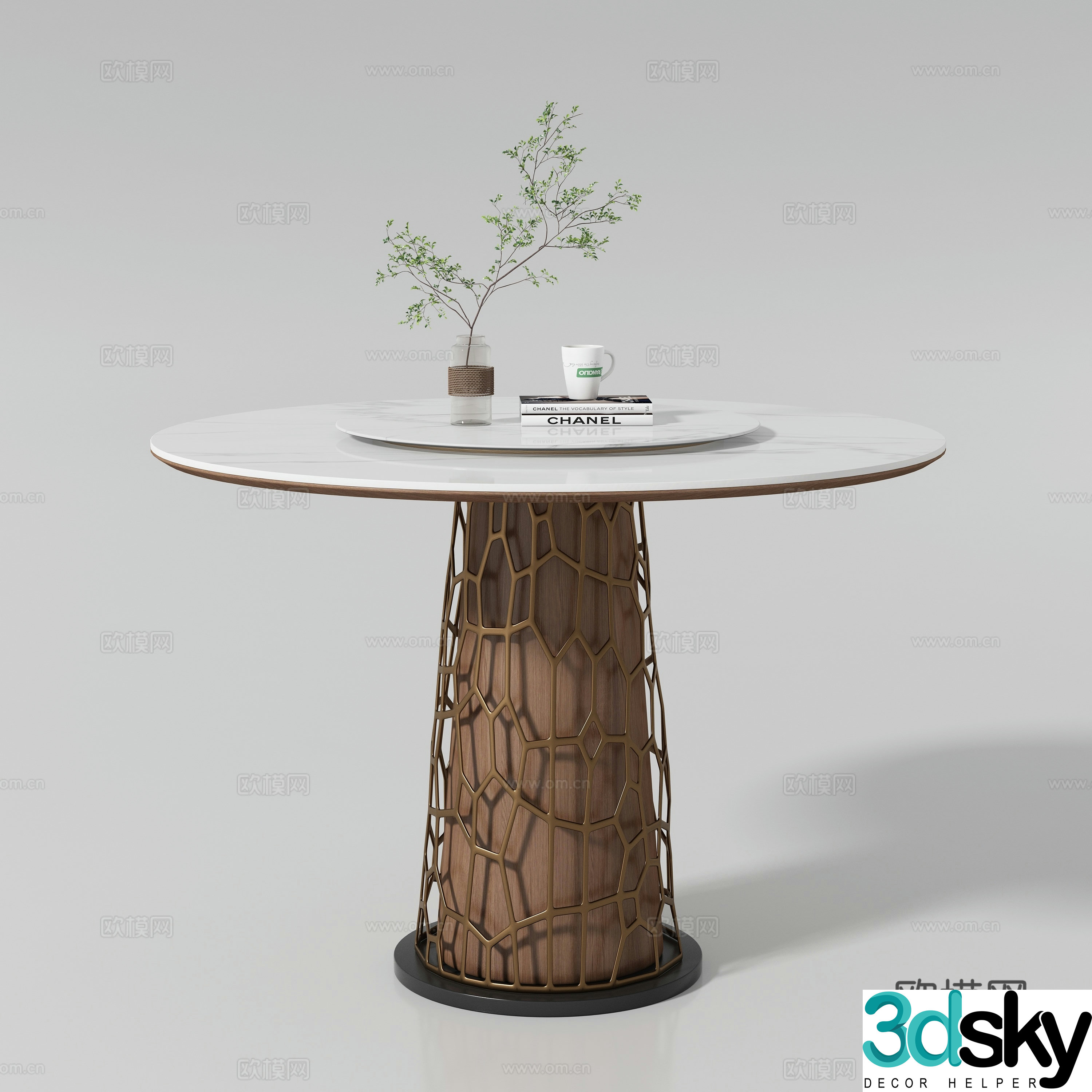Modern round dining table 3d model