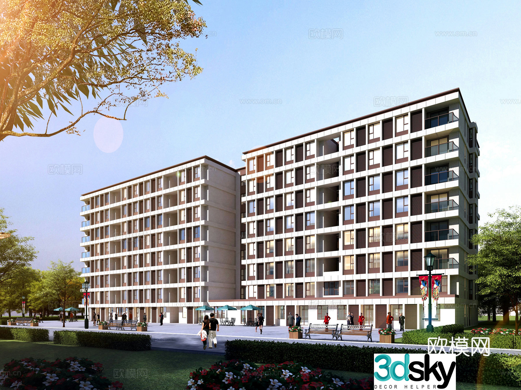 Multi-storey public residential building apartment dormitory talent apartment 3d model
