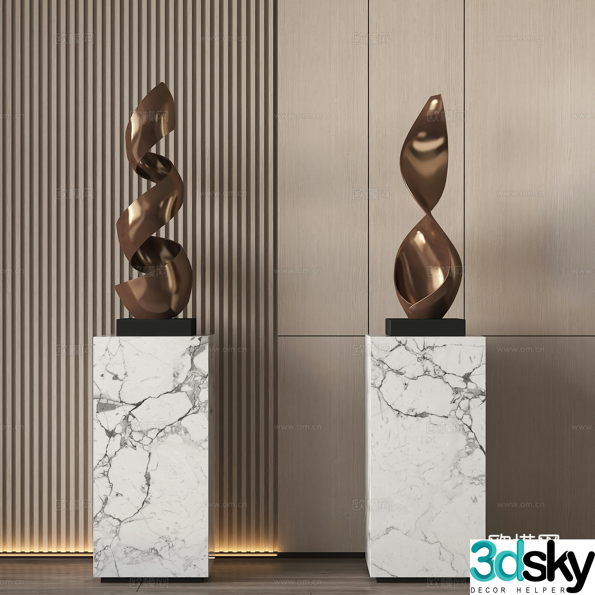 Modern abstract metal sculpture ornament 3d model