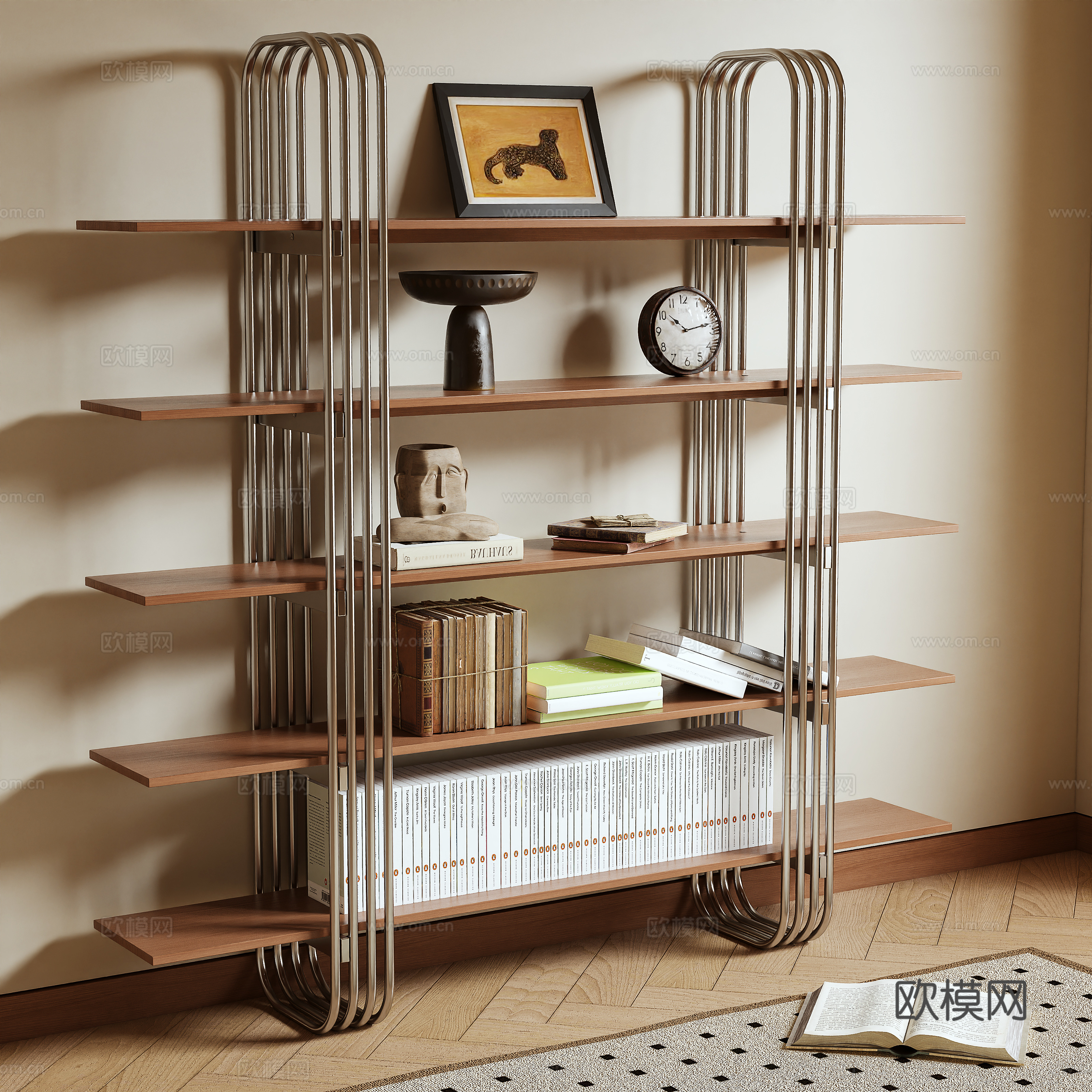 Modern bookshelf decorative rack 3d model