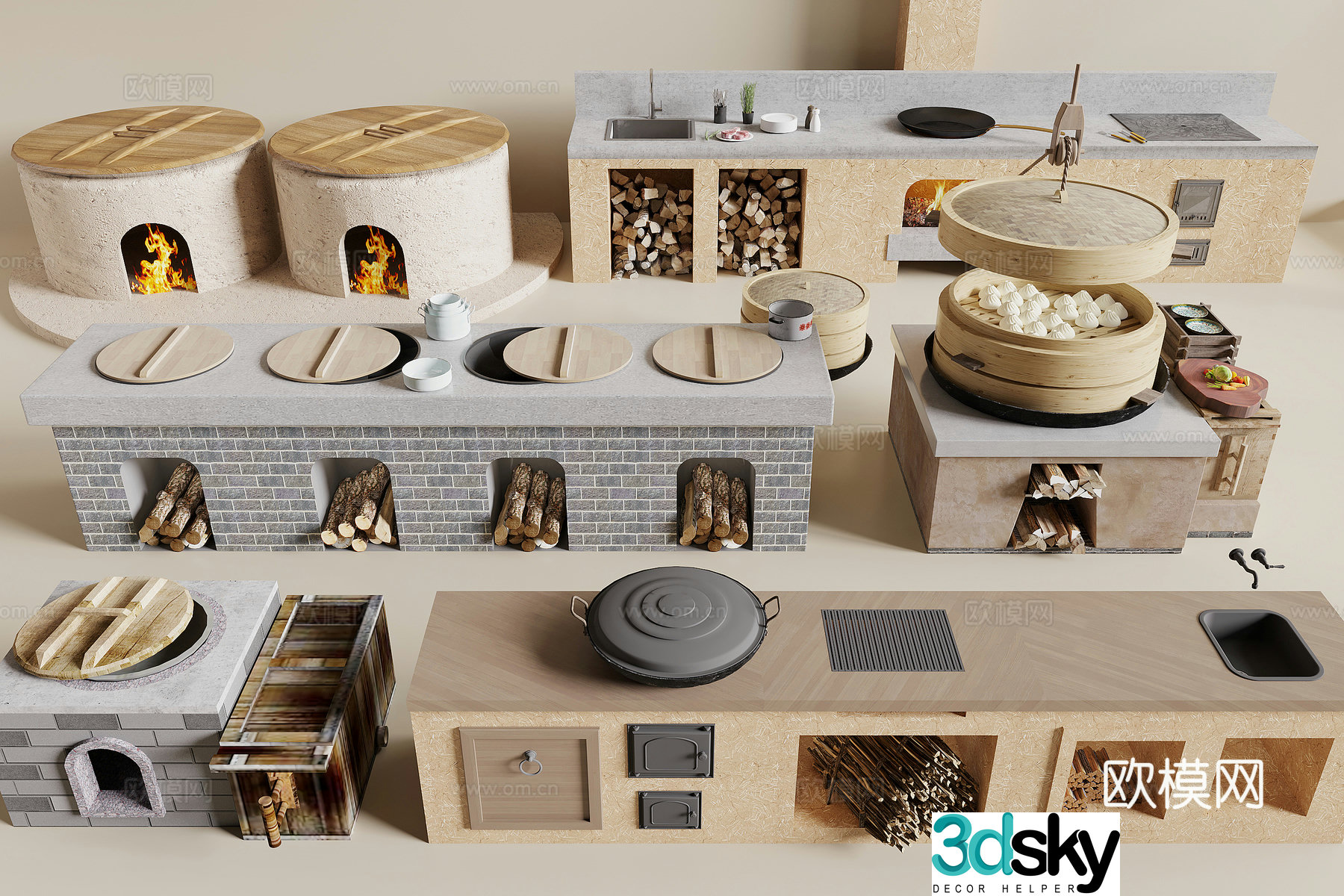 Rural earth stove 3D model