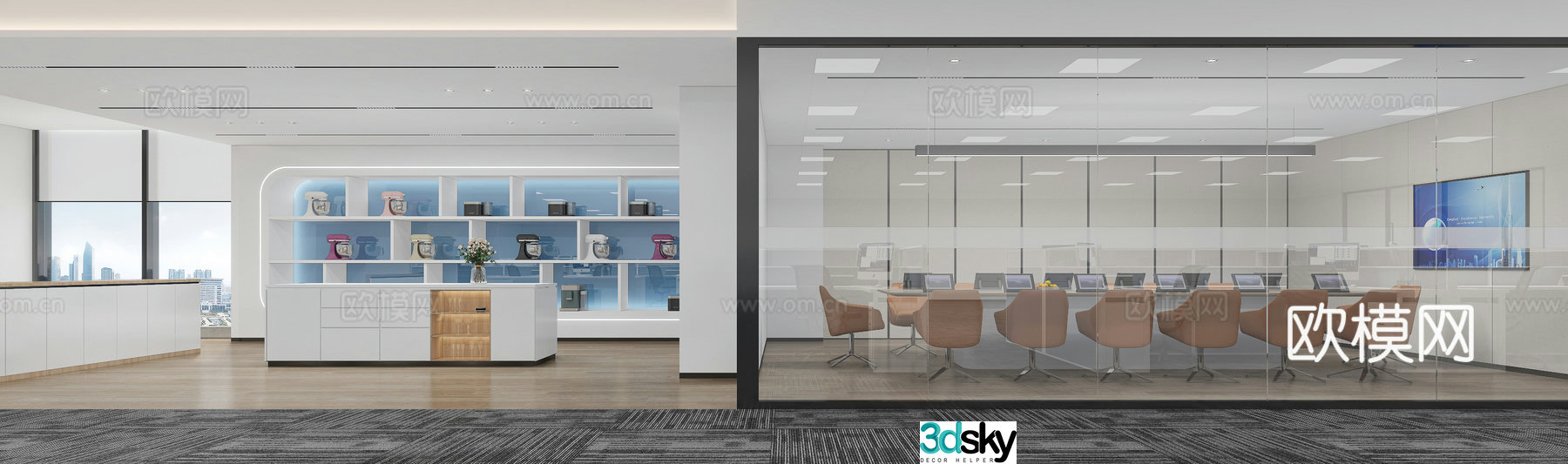 Modern exhibition hall conference room 3d model