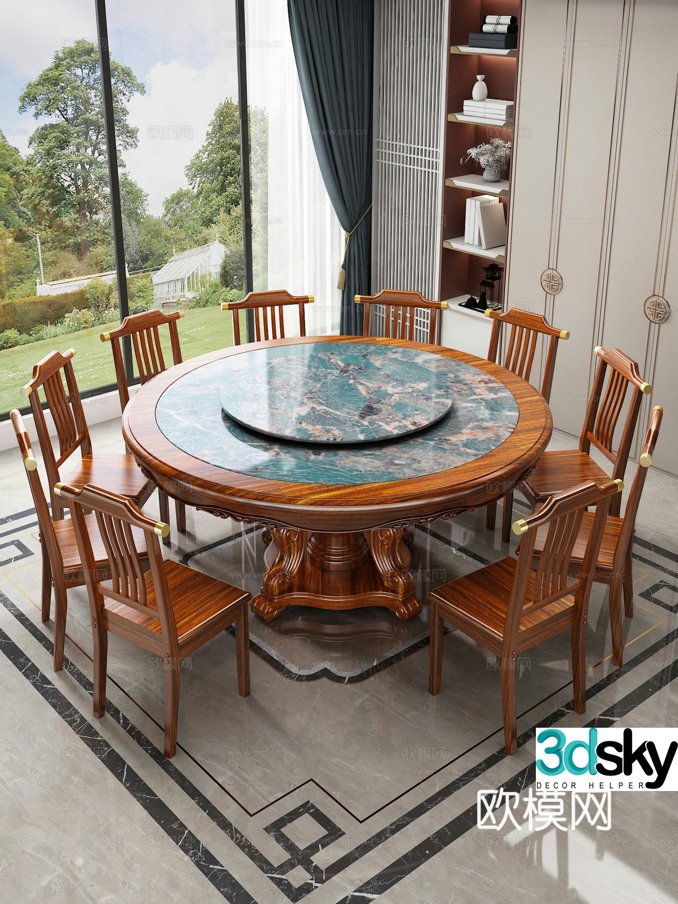 Dining table and chair 3d model