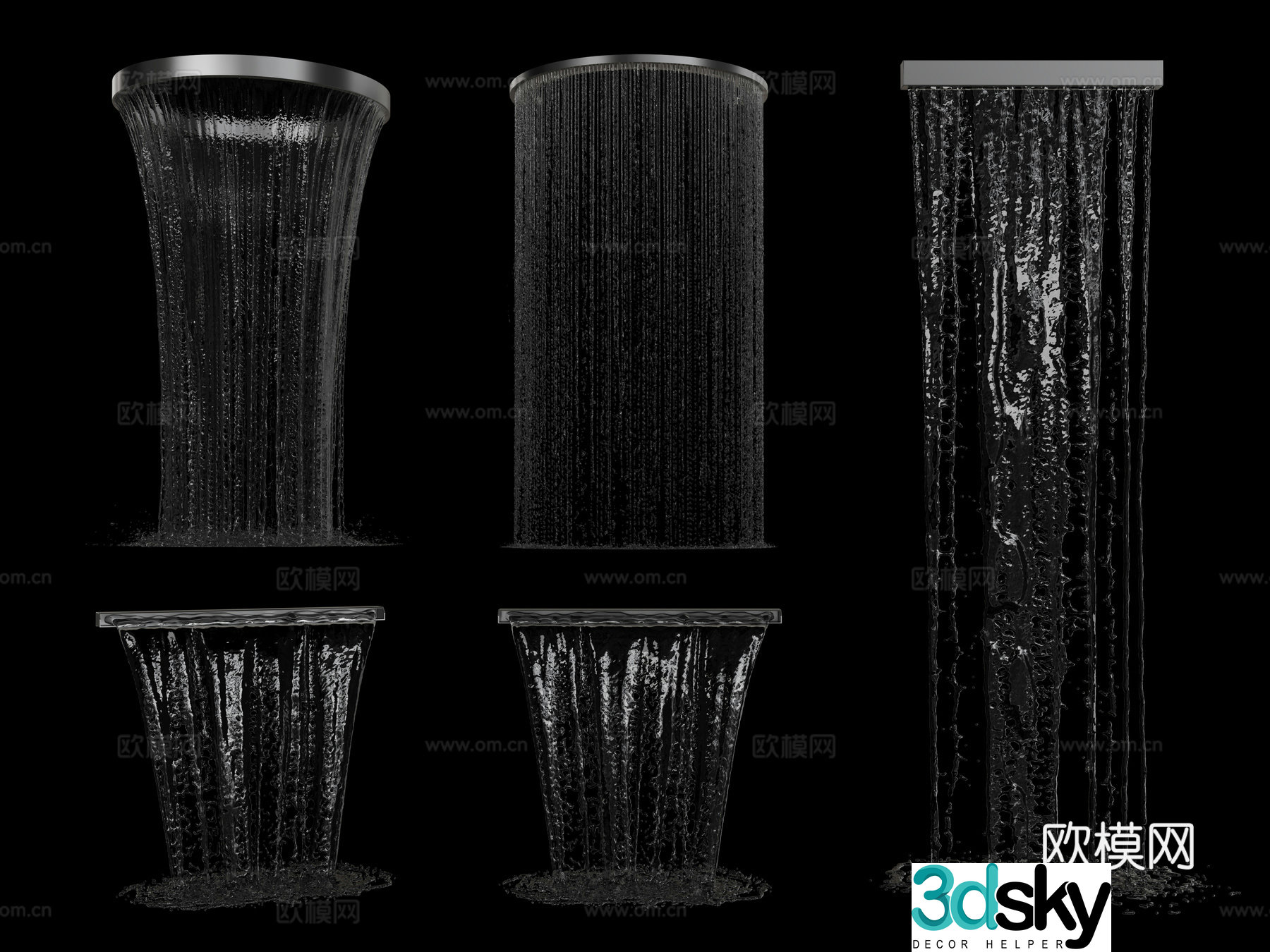 Modern Fountain Running Water Water Curtain Waterfall 3D Model