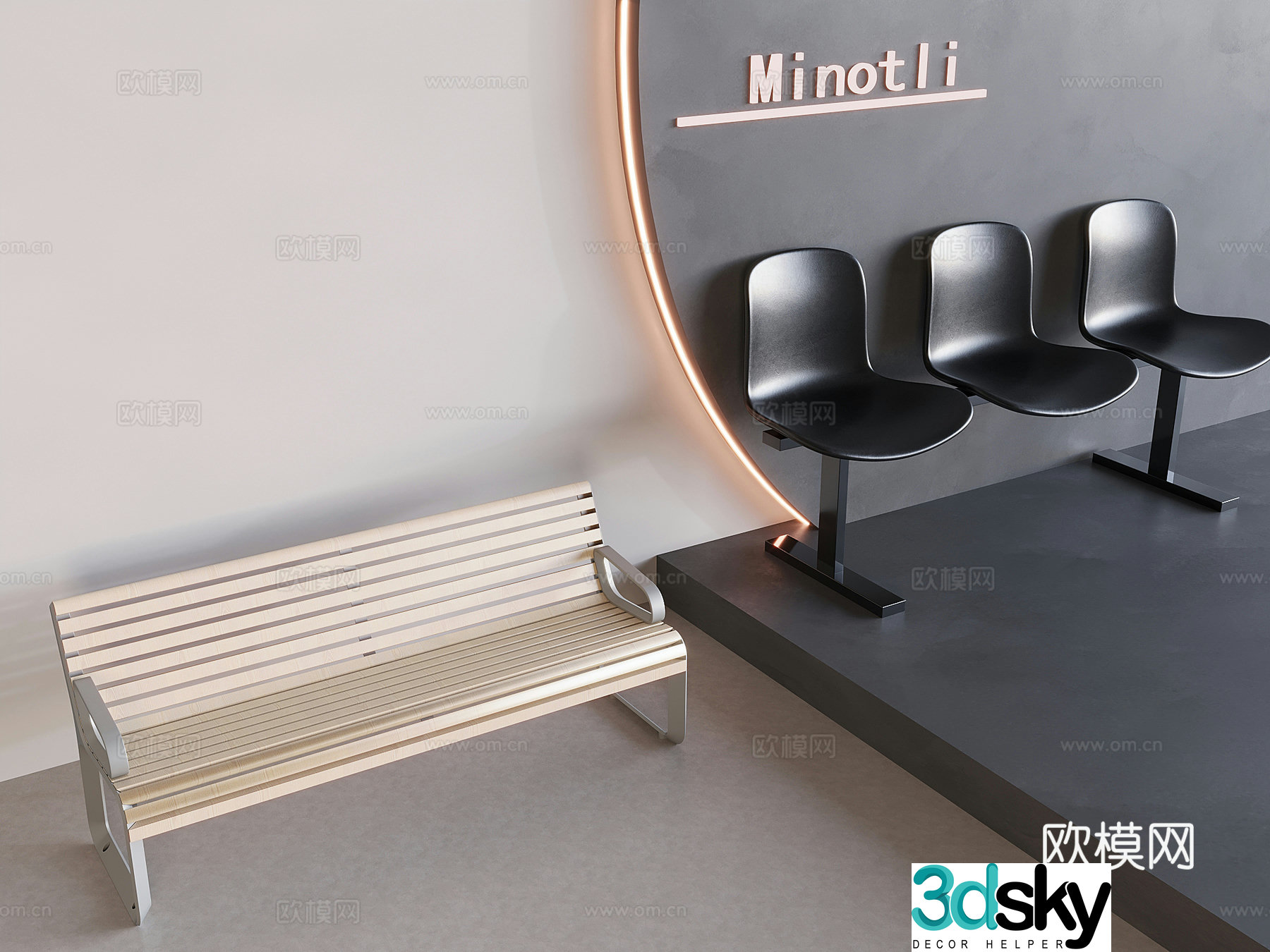 Public chairs row rest chairs Public leisure waiting chairs Airport station waiting chair 3D model