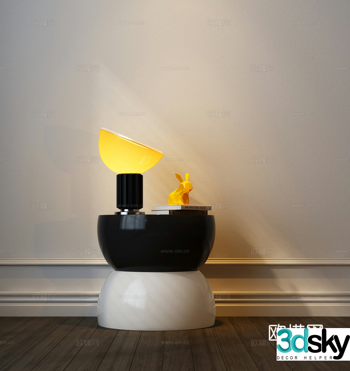 Modern Italian side table Modern Italian corner table Italian minimalist side table Table lamp 3D model