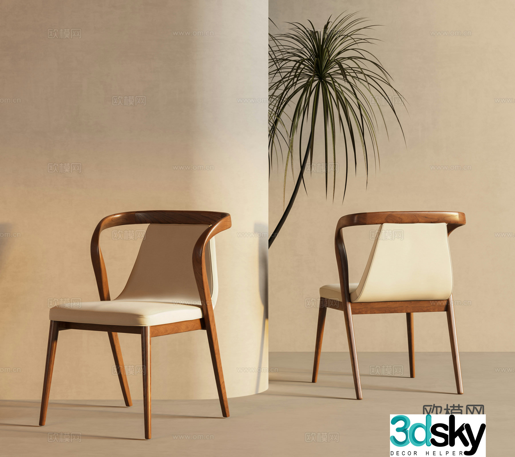Modern dining chair medieval dining chair new Chinese dining chair Wasabi single chair chair wooden 3d model