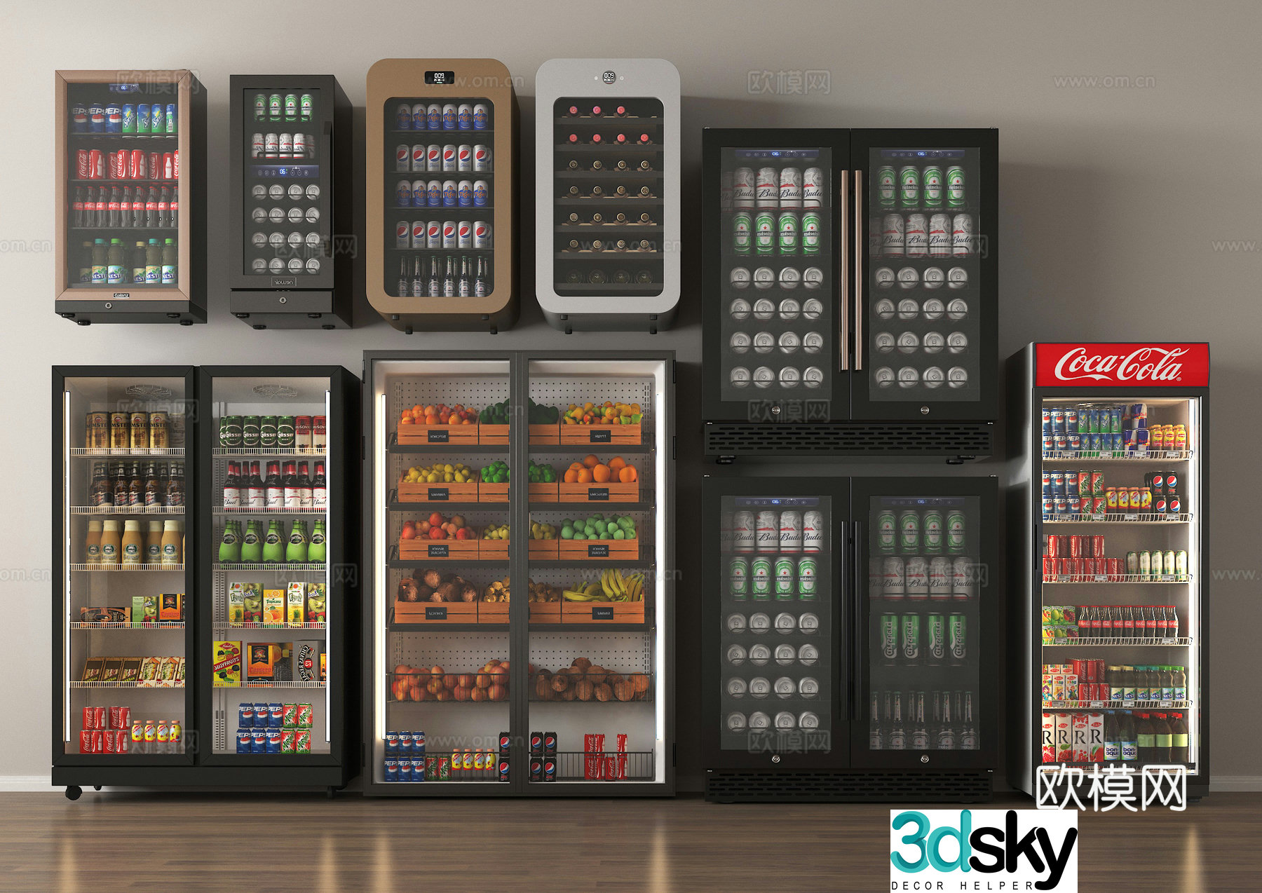 Supermarket refrigerator freezer refrigerator beverage cabinet fresh storage cabinet 3d model