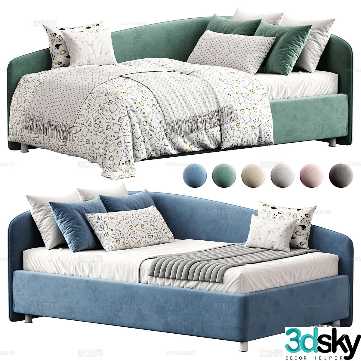 Modern fabric children’s bed 3D model