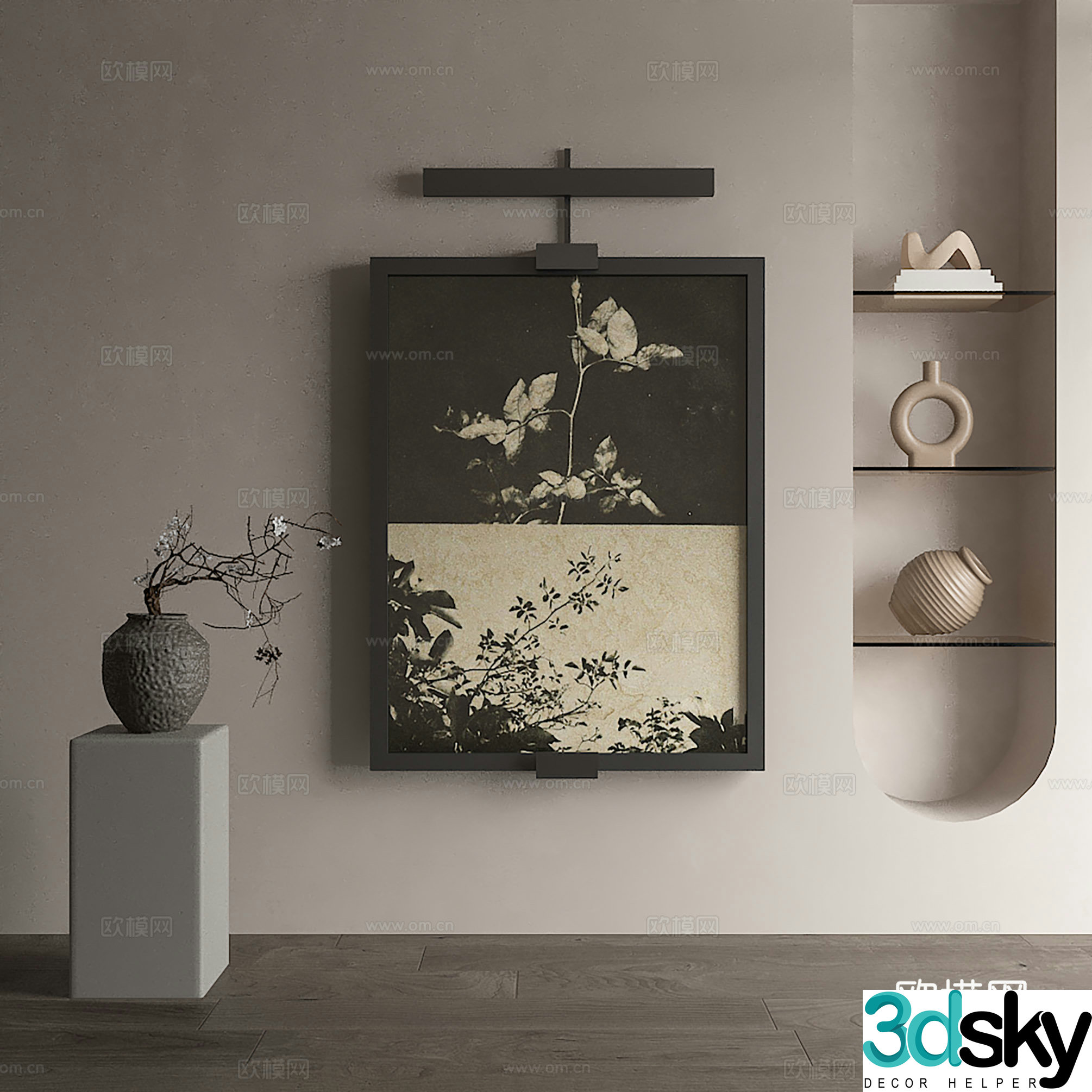 New Chinese style decorative painting 3D model