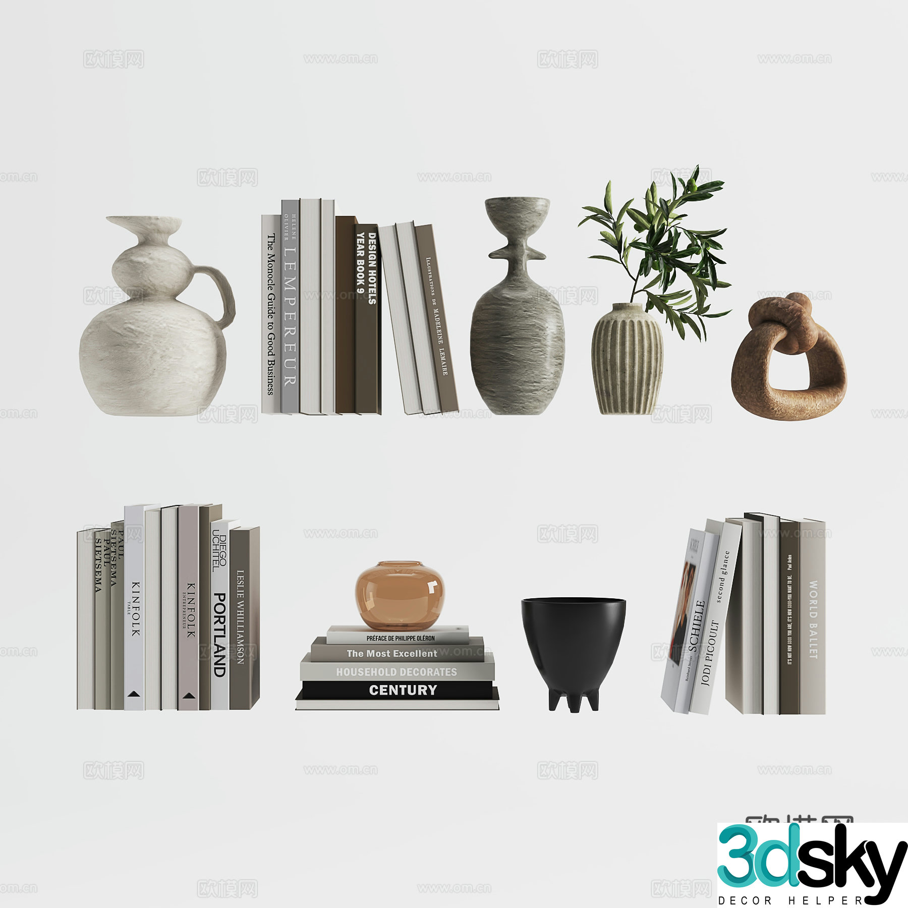 Middle-aged ornament combination 3D model