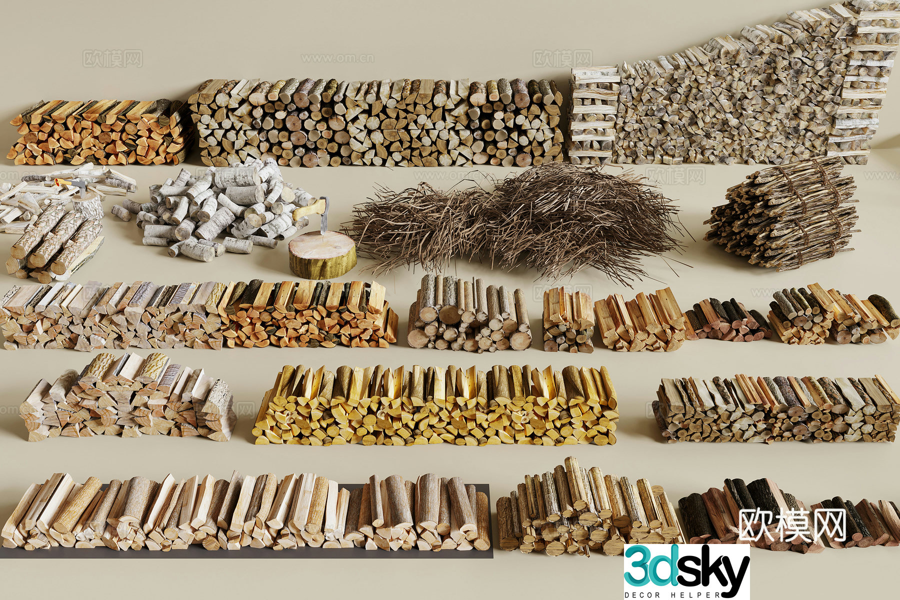 Wood stack 3d model