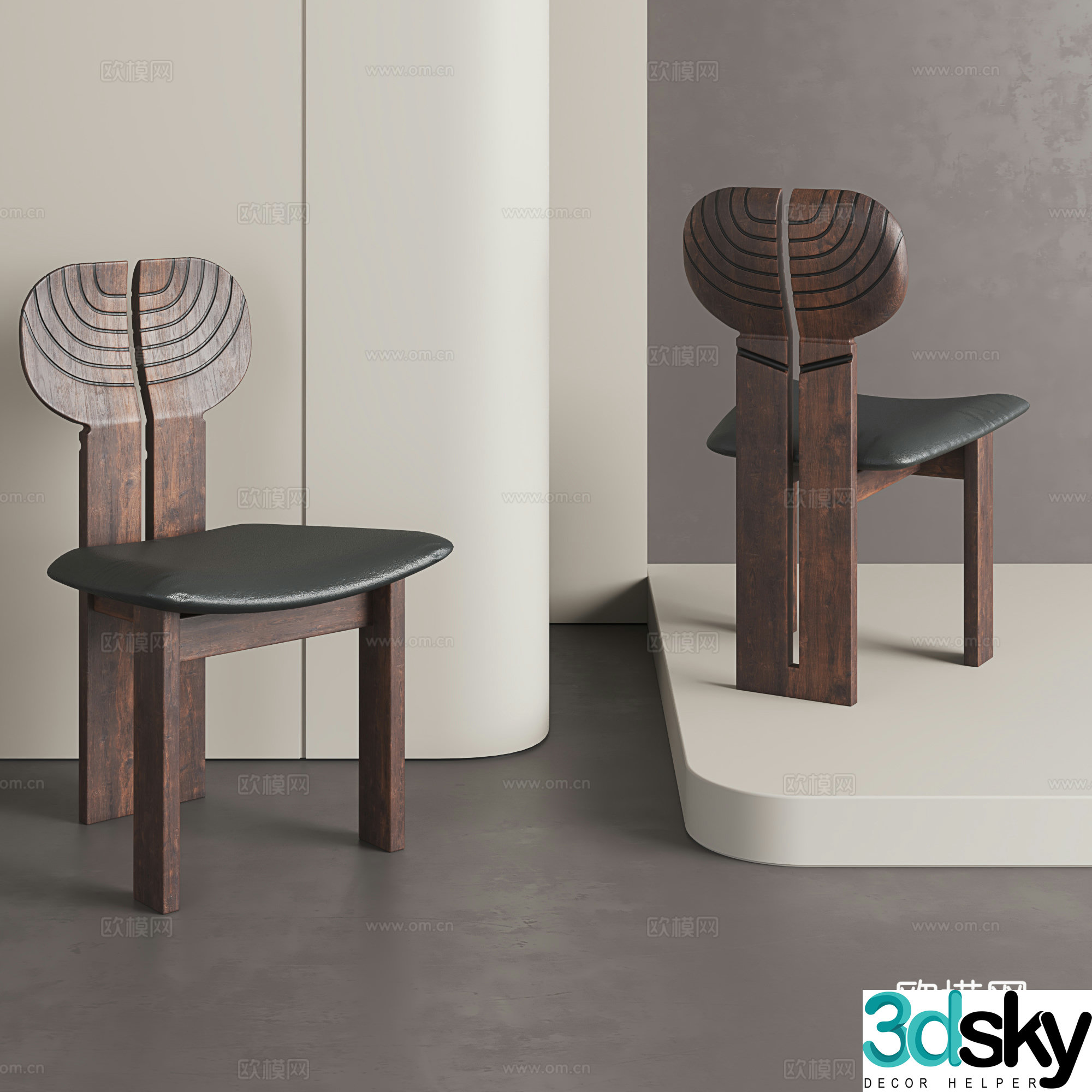Retro style dining chair Wasabi style dining chair Solid wood chair Medium style single chair 3D model