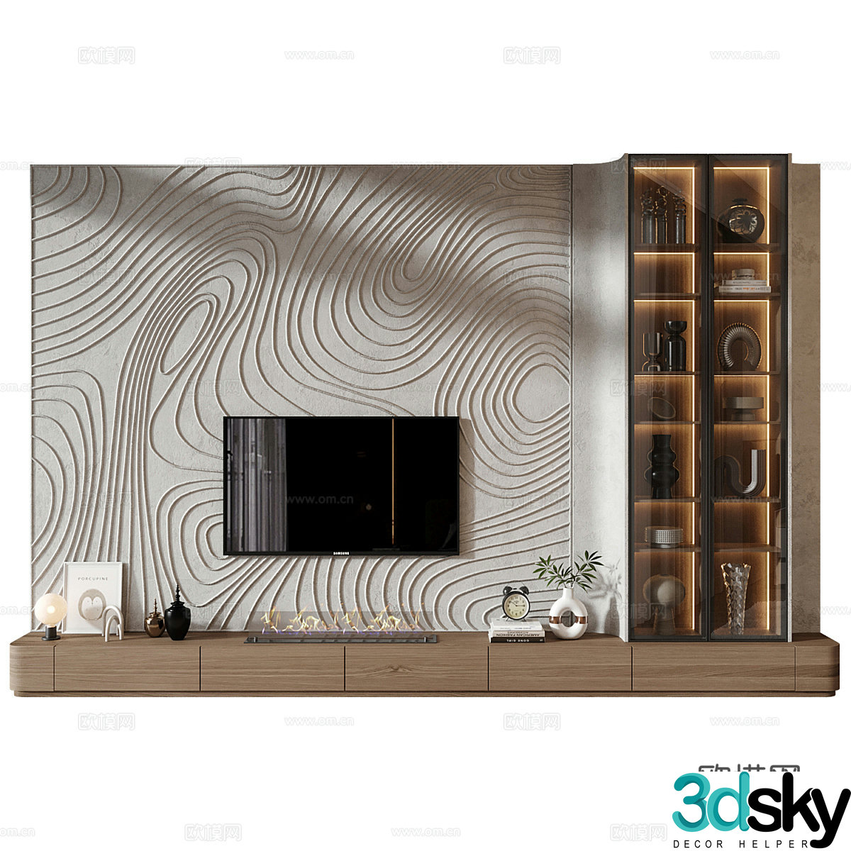 Modern Italian TV background wall 3d model