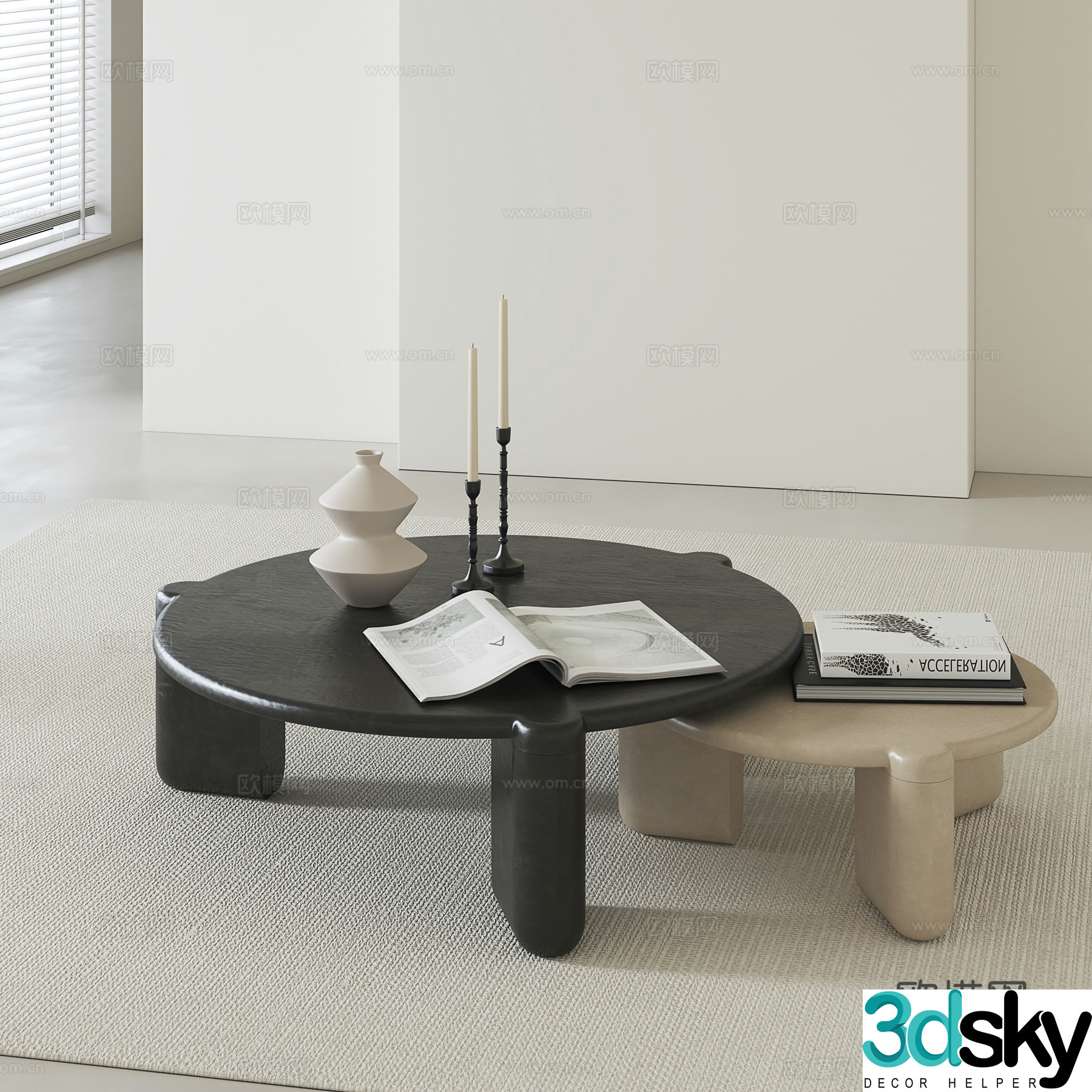 Wasabi style retro coffee table 3D model