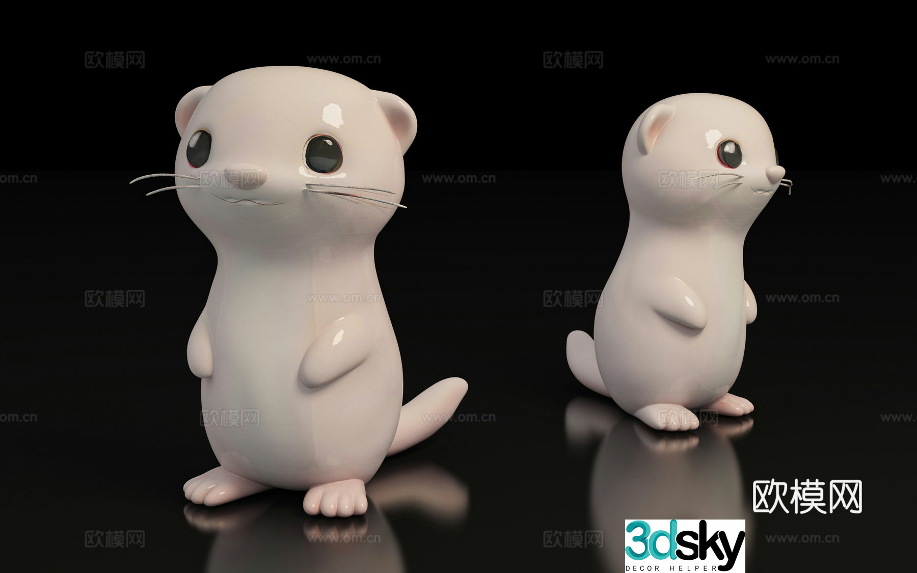 Otter cartoon sculpture figure fiberglass game character cute pet decoration prop 3d model