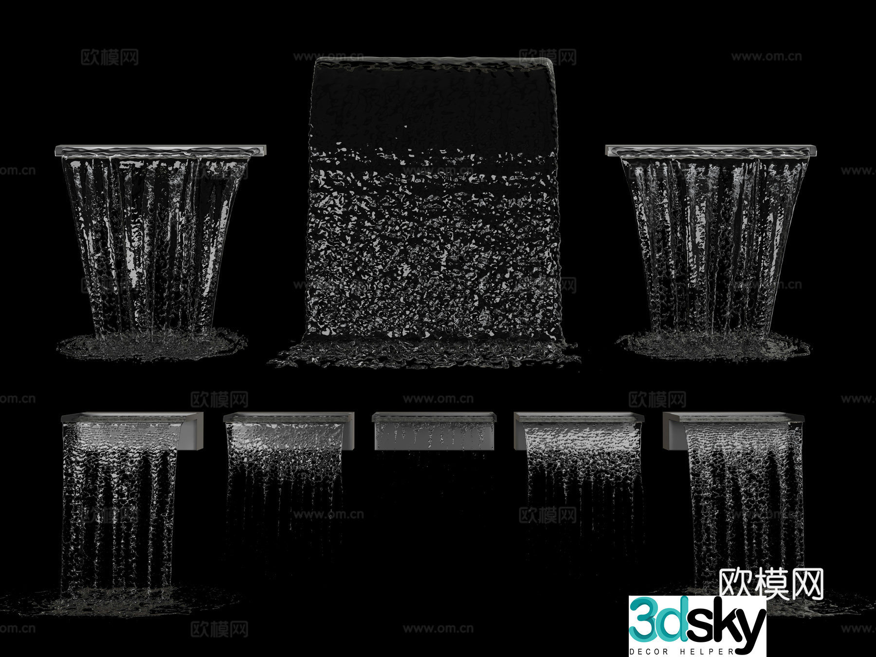 Modern Fountain Running Water Water Curtain Waterfall 3D Model