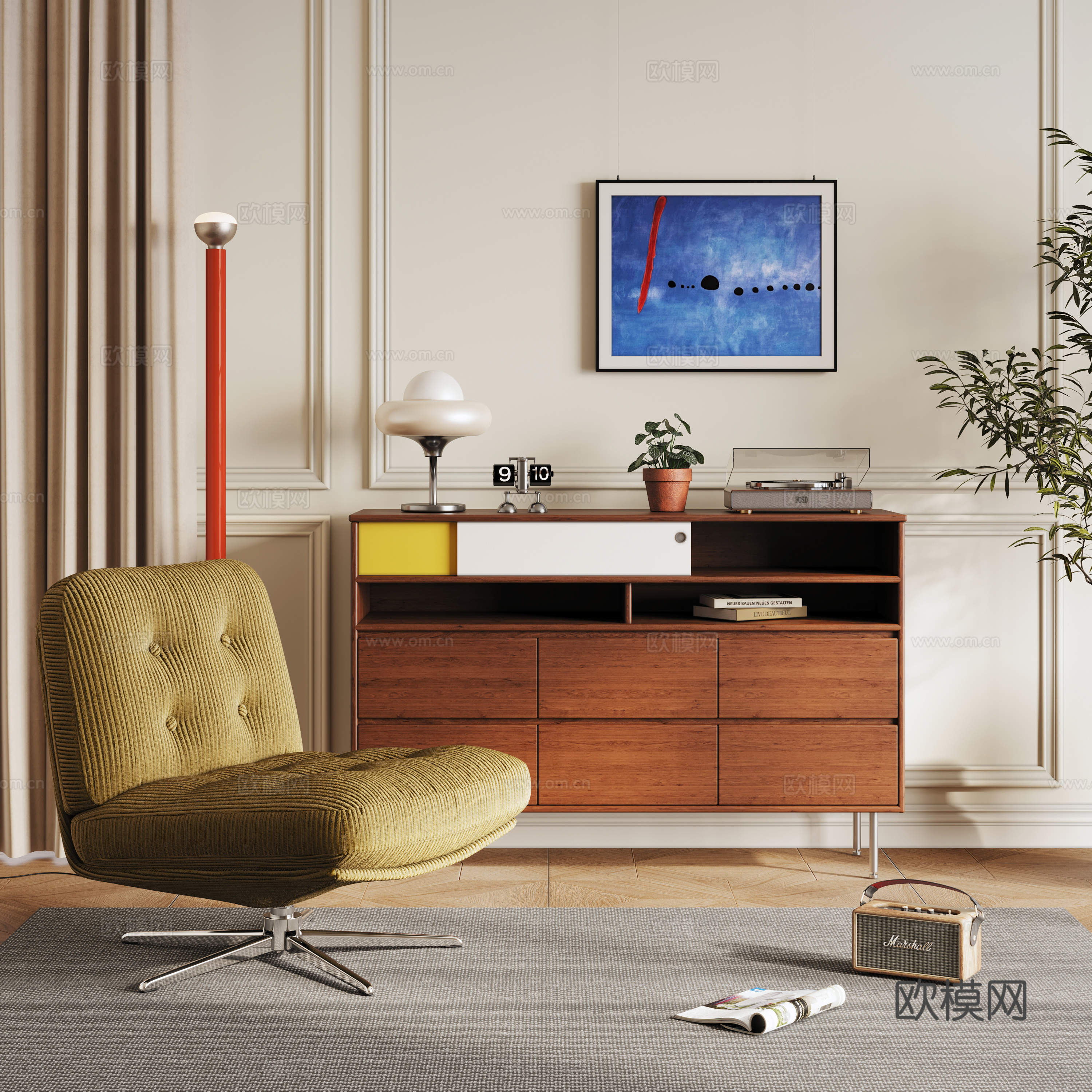 Bauhaus entrance cabinet single chair 3D model