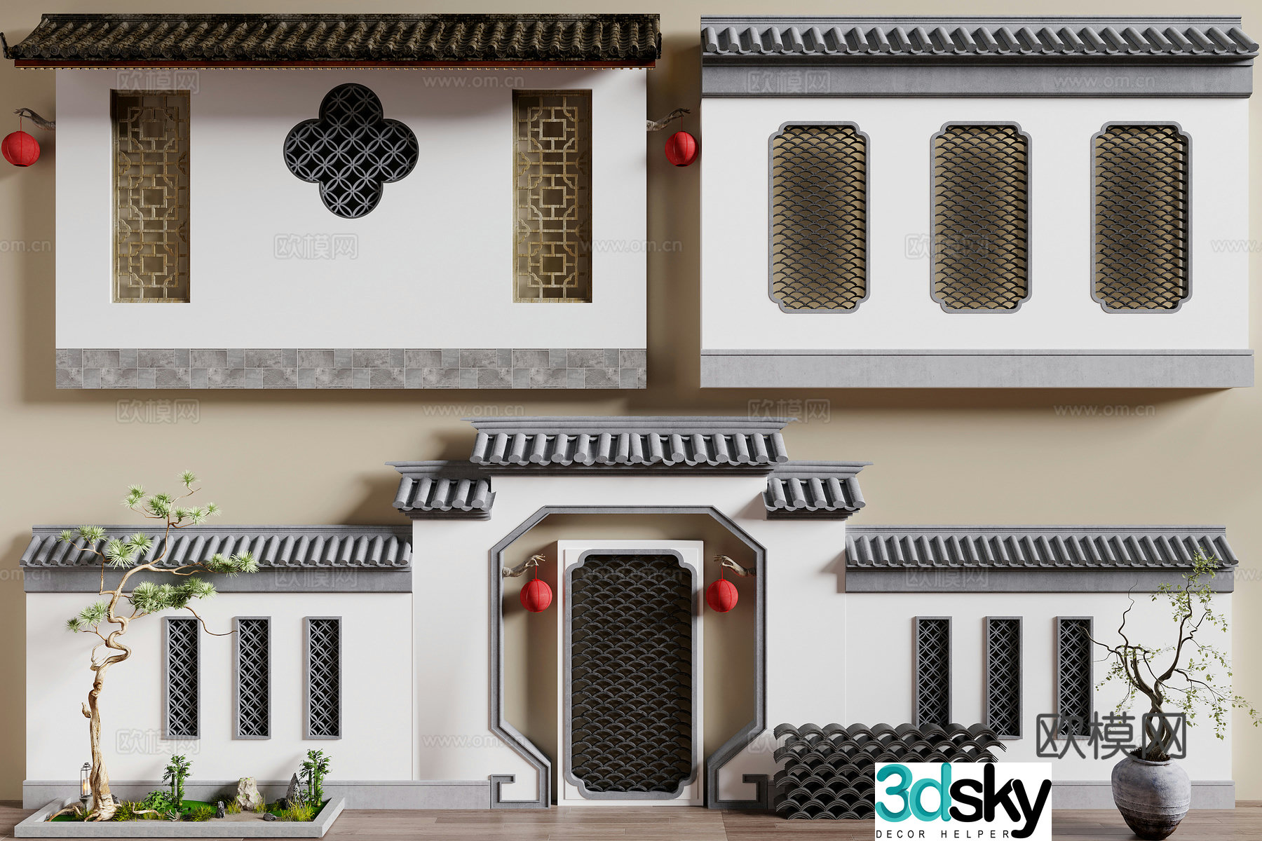 Chinese landscape wall 3D model